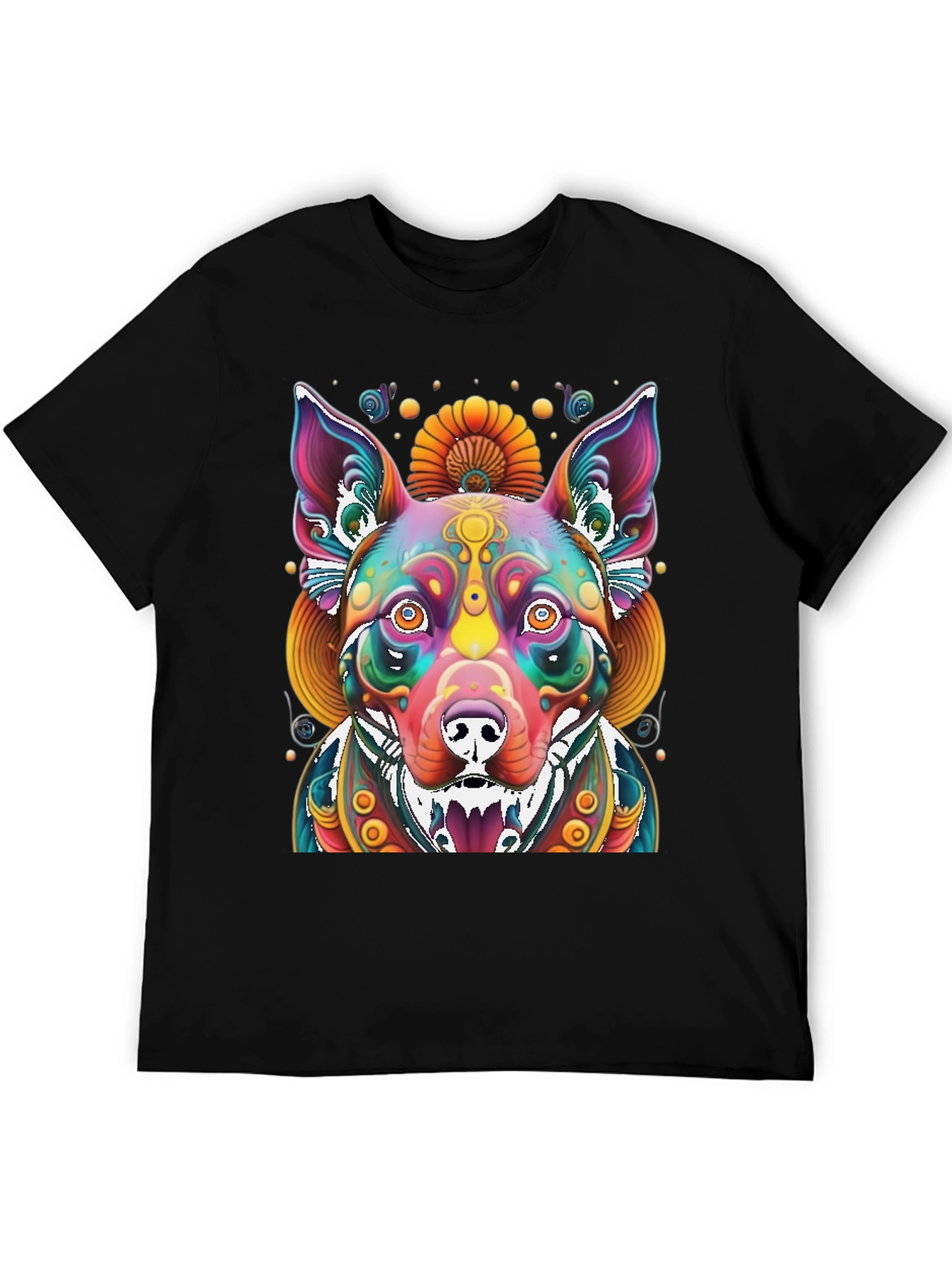Psychedelic Dog Graphic Tee - Vibrant Print