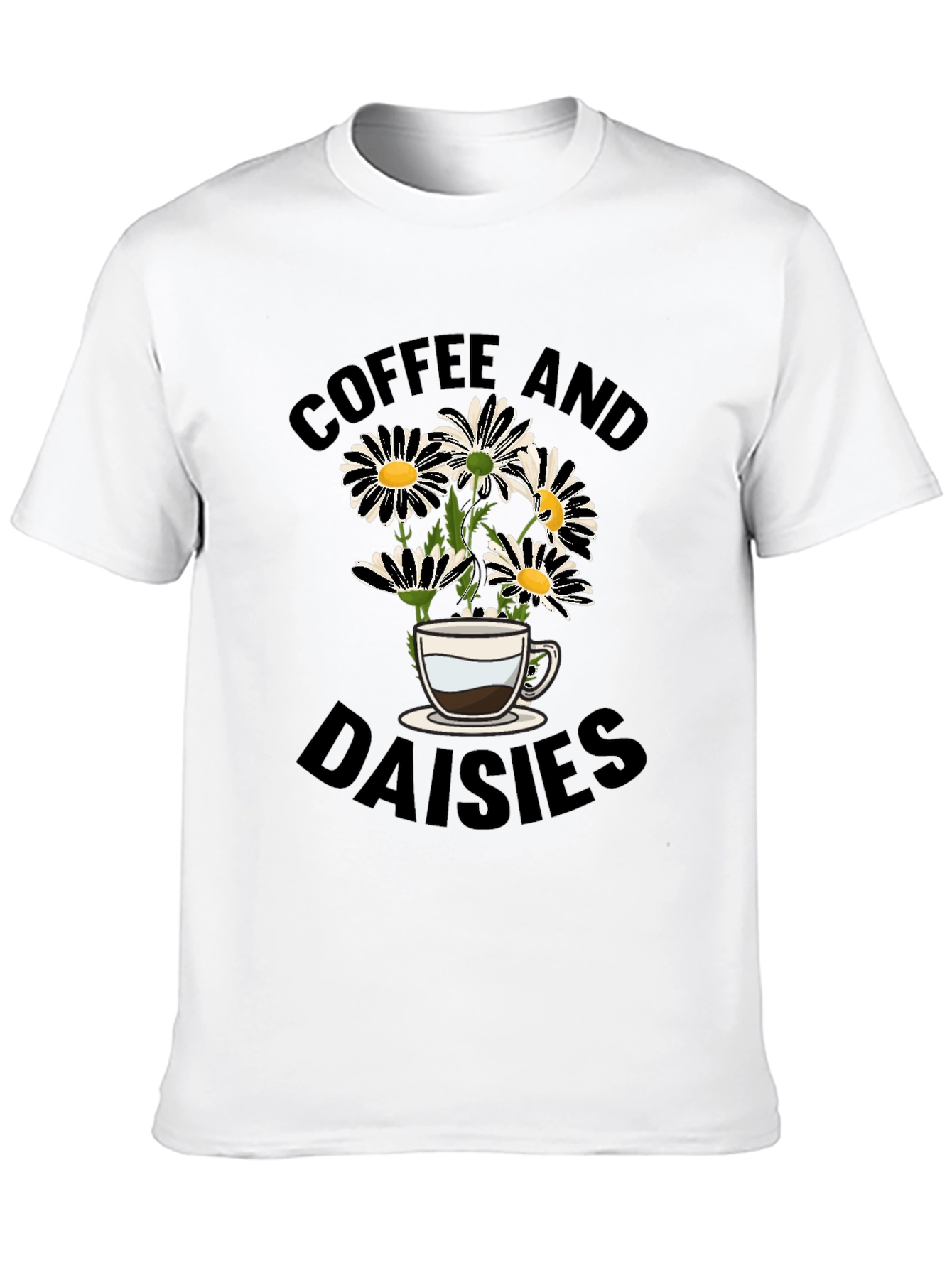 Coffee and Daisies Black Graphic Tee