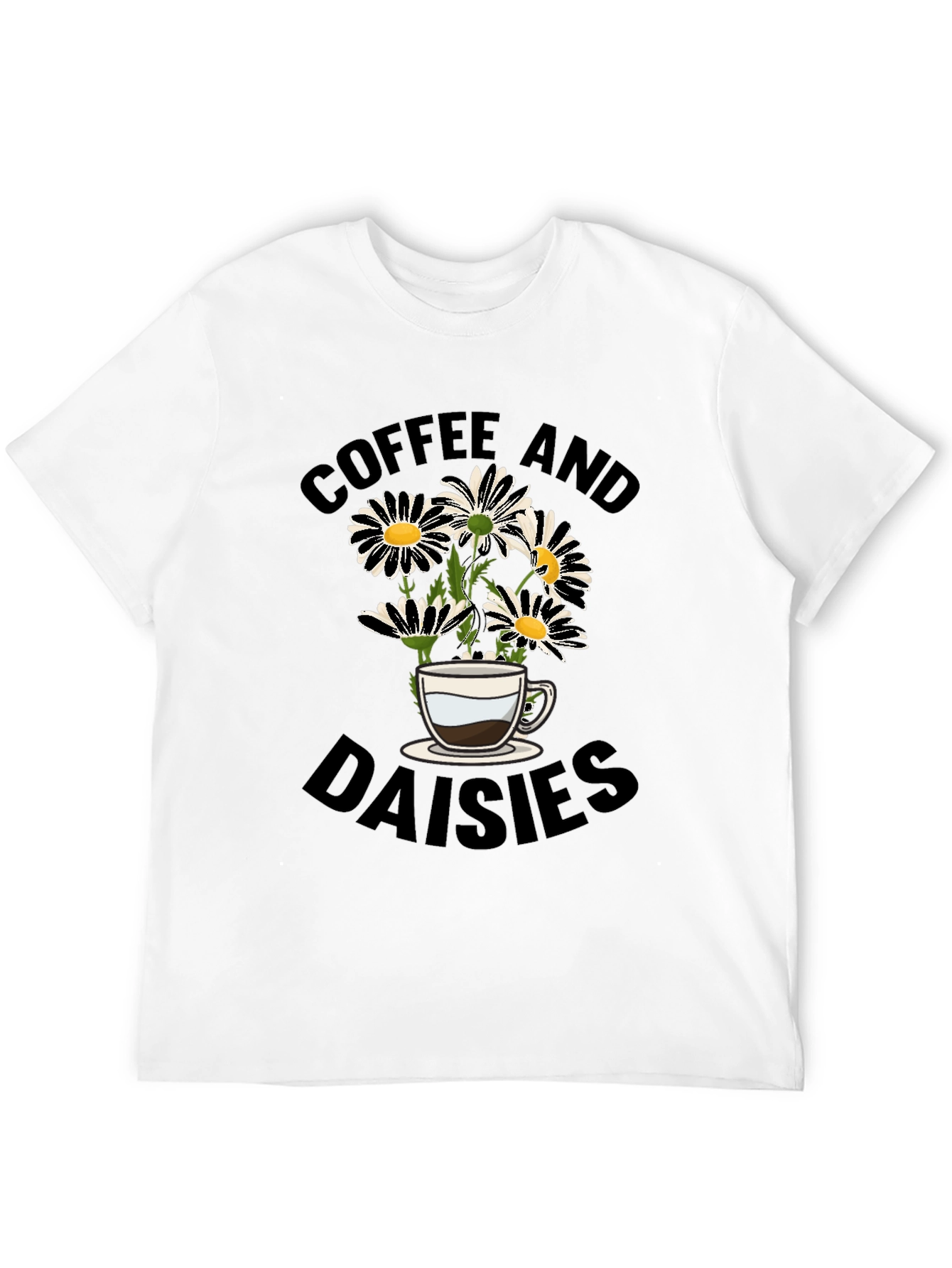 Coffee and Daisies Black Graphic Tee