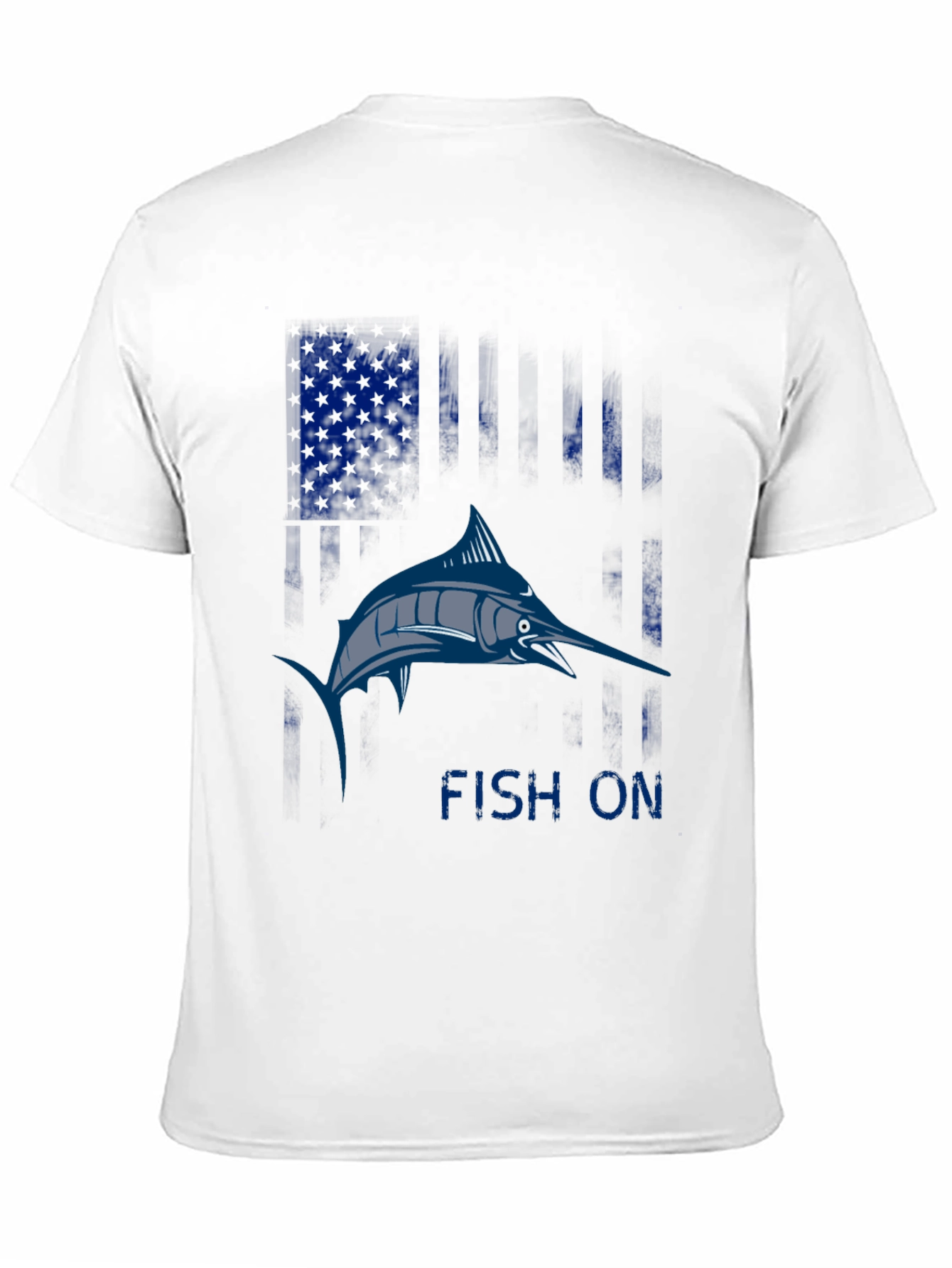 Fishing T-Shirt - Marlin Fish On Design - Black