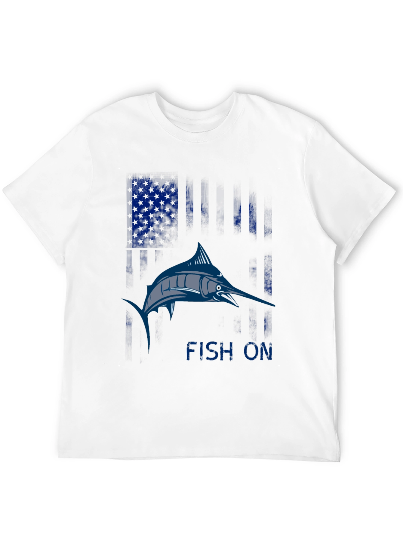 Fishing T-Shirt - Marlin Fish On Design - Black