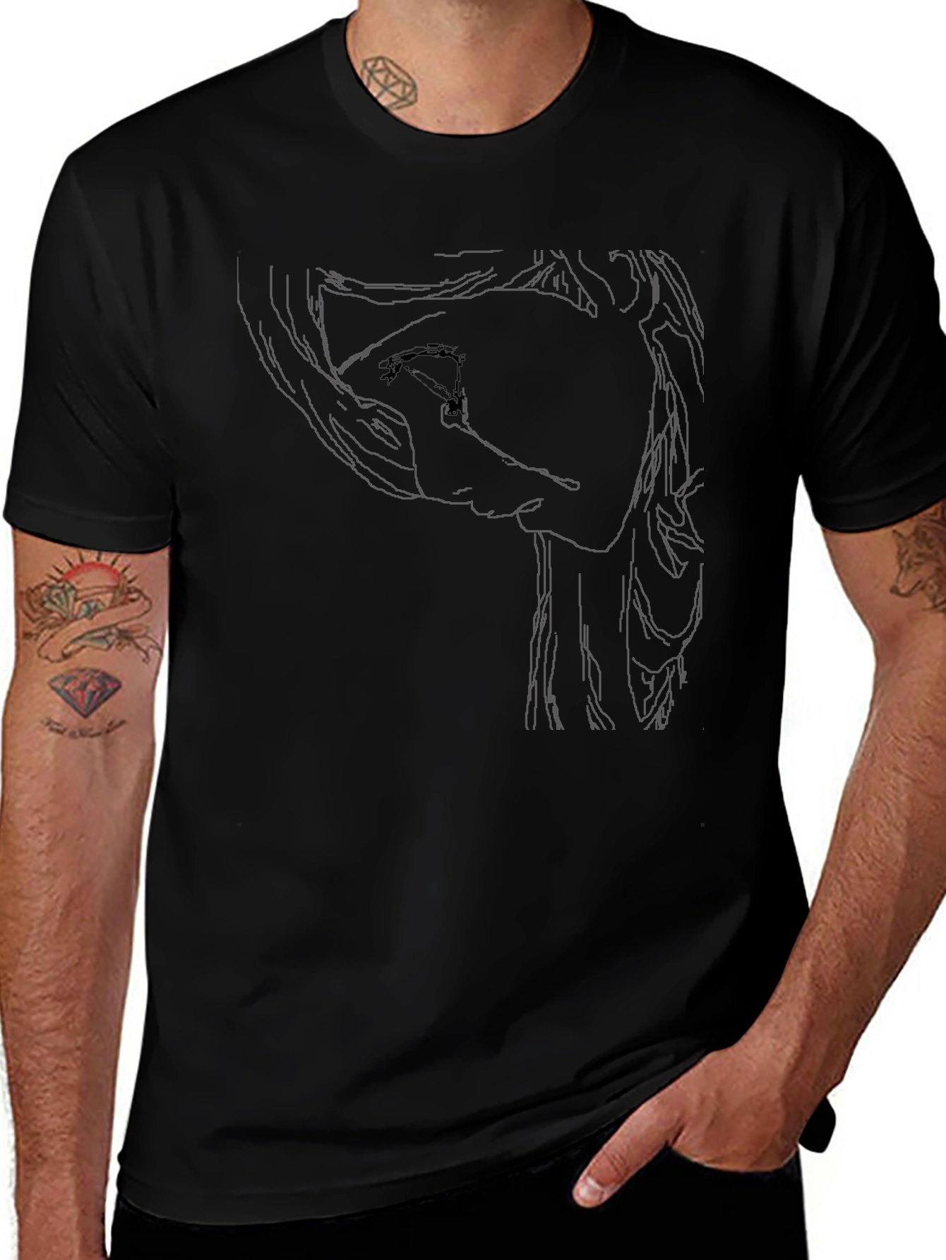 Artistic Black Tee with Abstract Graphic