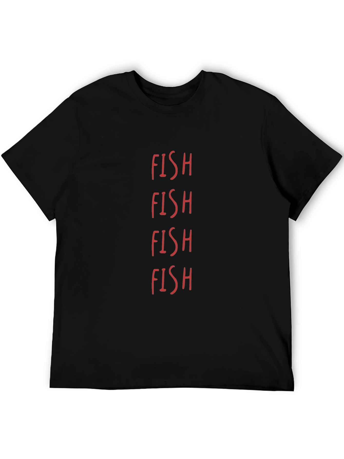 FISH Graphic Print Crew Neck Tee - Black