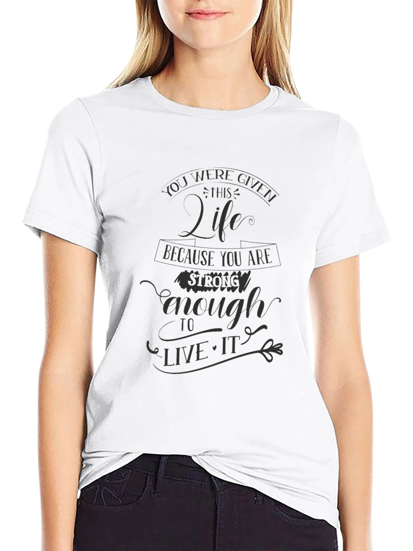 Inspirational Quote Graphic Print Black T-Shirt