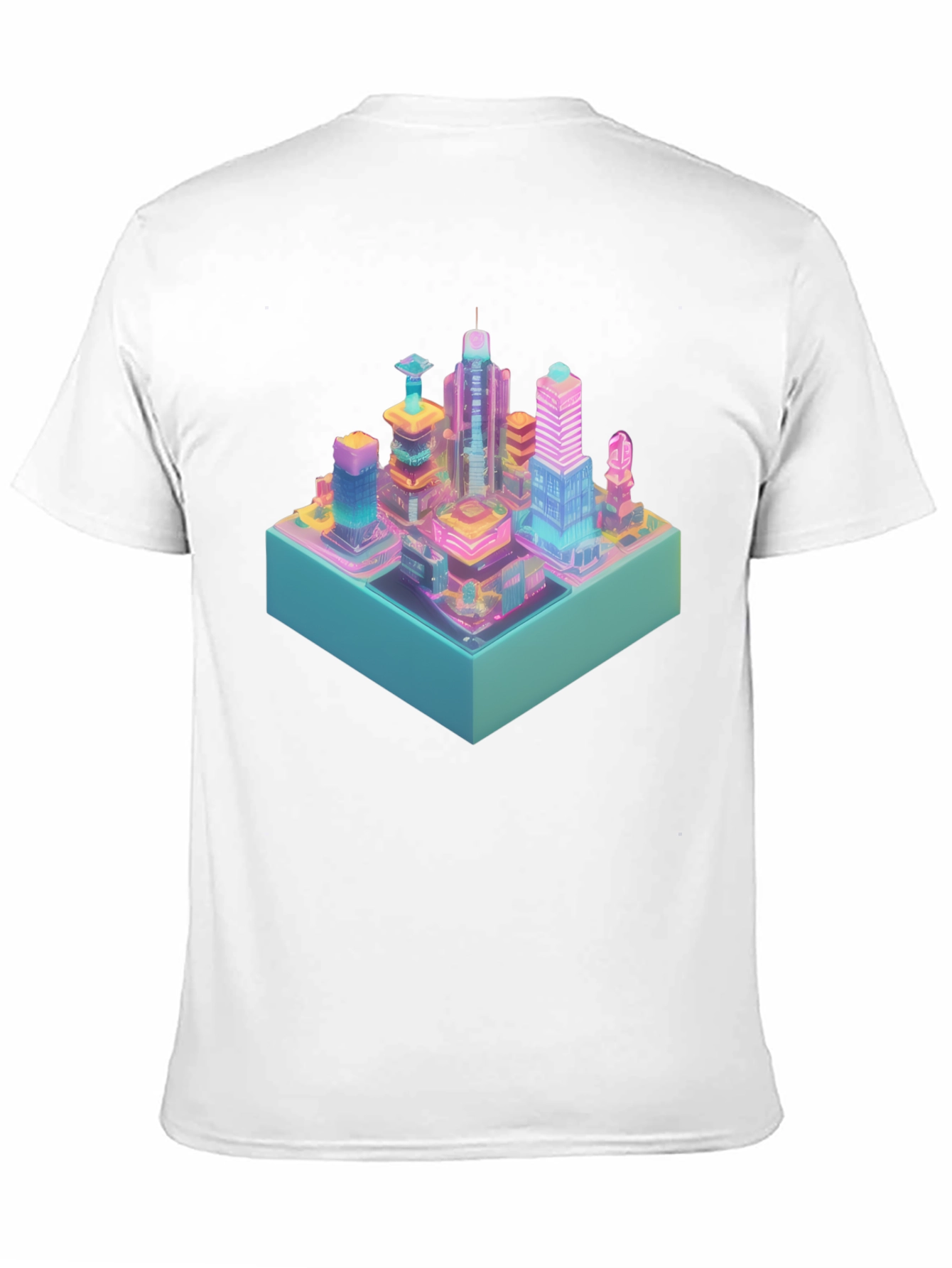 Cyberpunk City T-Shirt - Isometric Neon Design