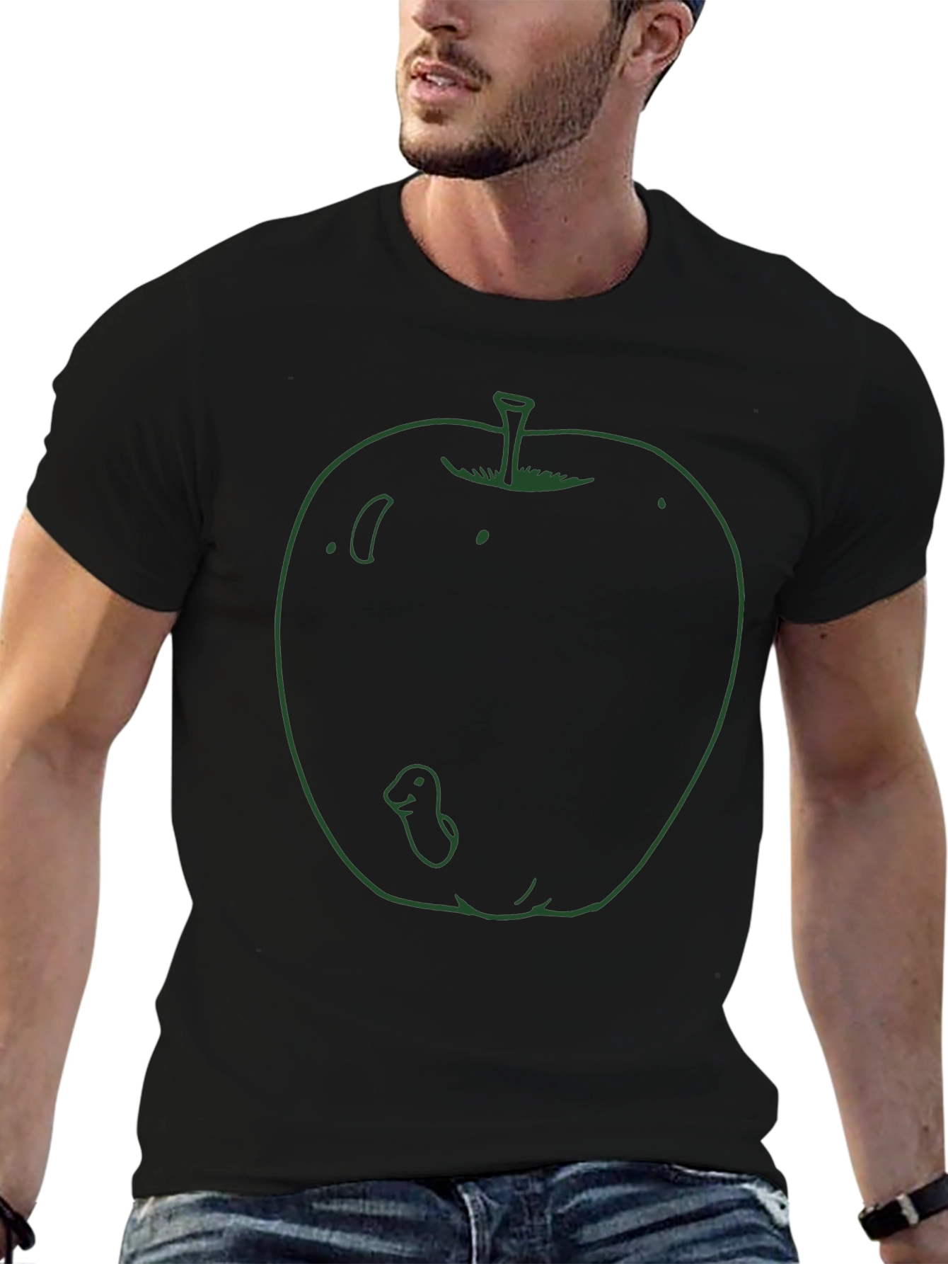 Apple Worm Graphic Tee - Novelty Design