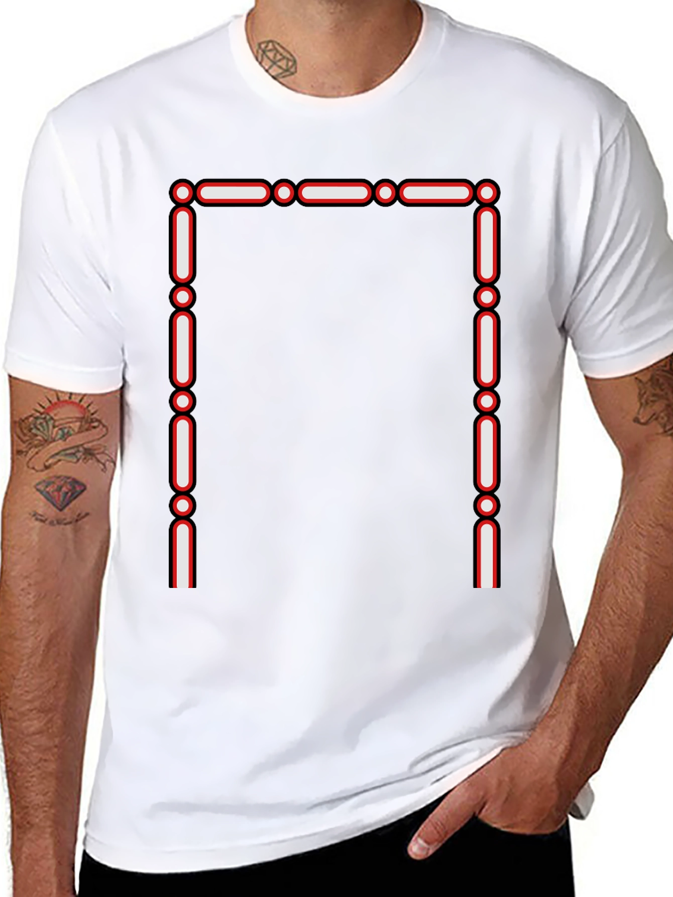 Geometric Outline Graphic Tee - Modern Black T-Shirt
