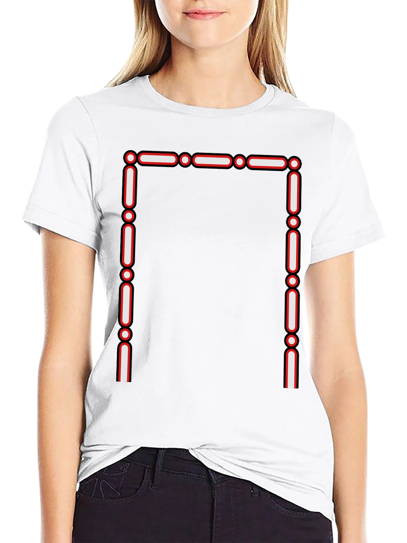 Geometric Outline Graphic Tee - Modern Black T-Shirt