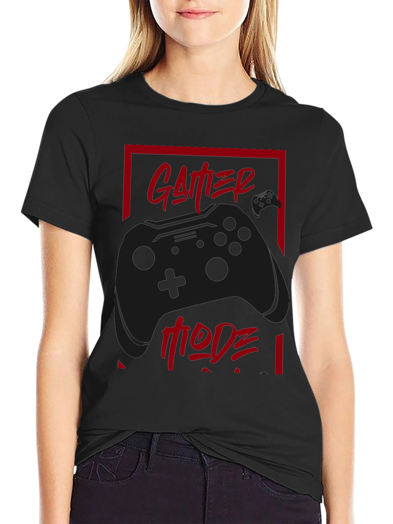Gamer Mode Black T-Shirt - Controller Graphic