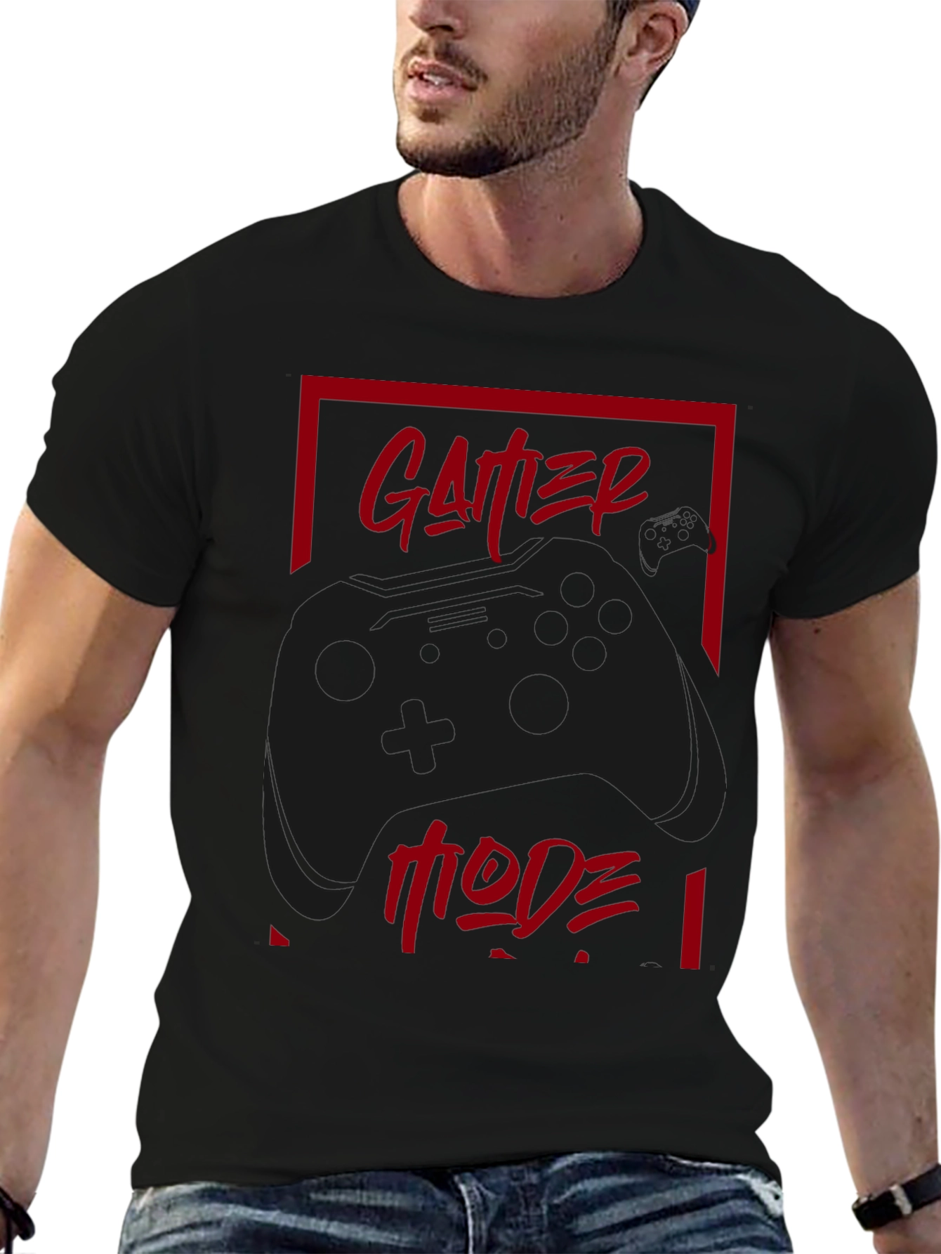 Gamer Mode Black T-Shirt - Controller Graphic