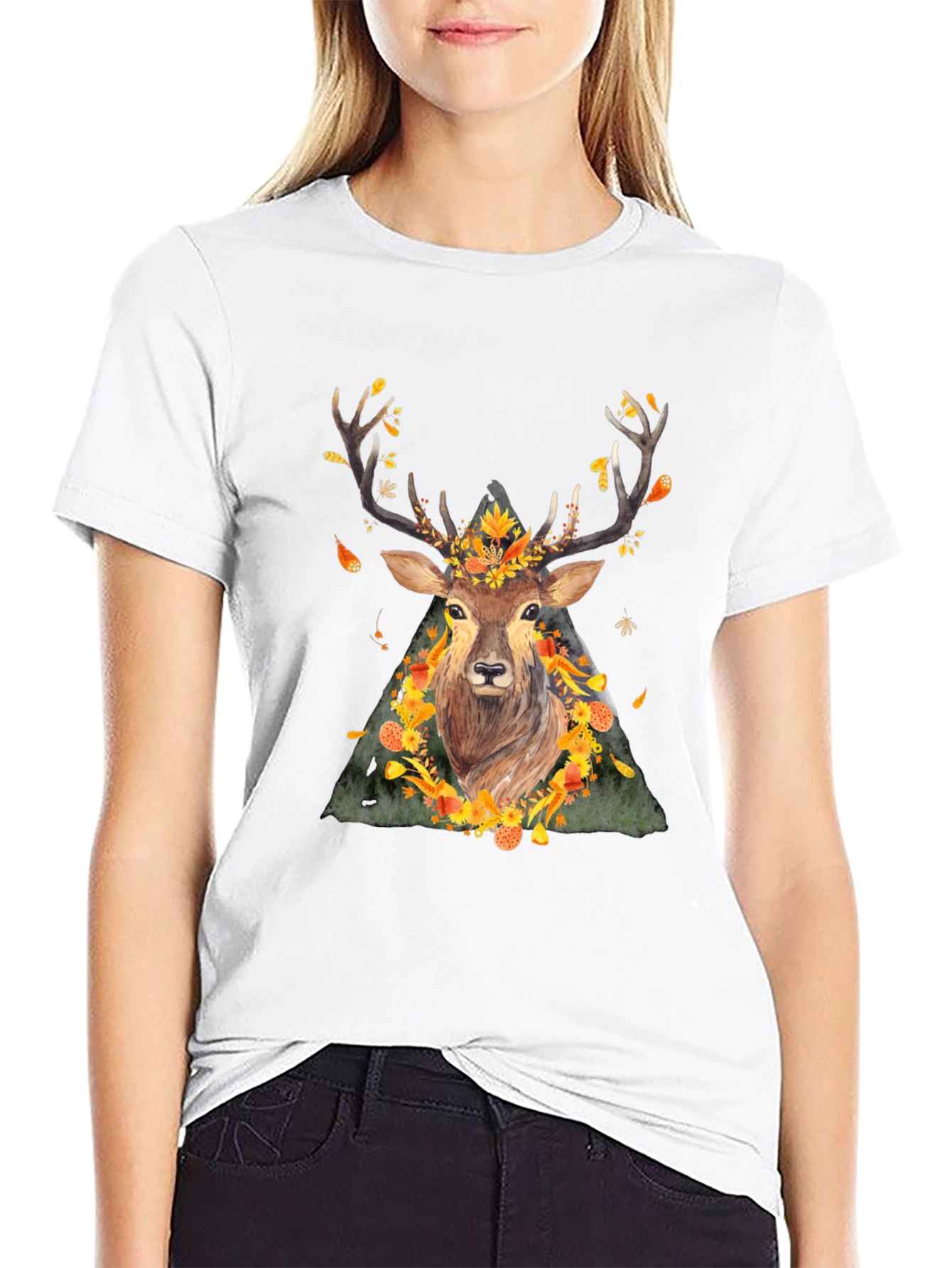 Autumn Deer Graphic Tee - Nature Inspired Shirt