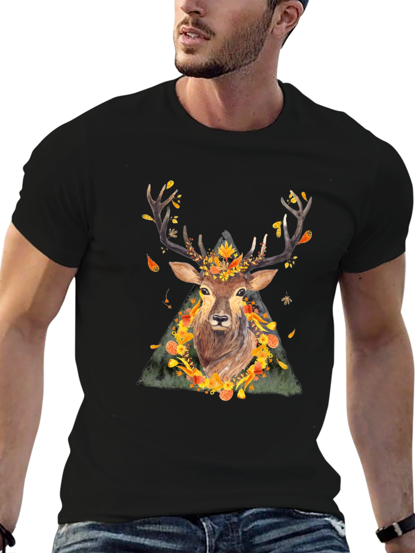 Autumn Deer Graphic Tee - Nature Inspired Shirt