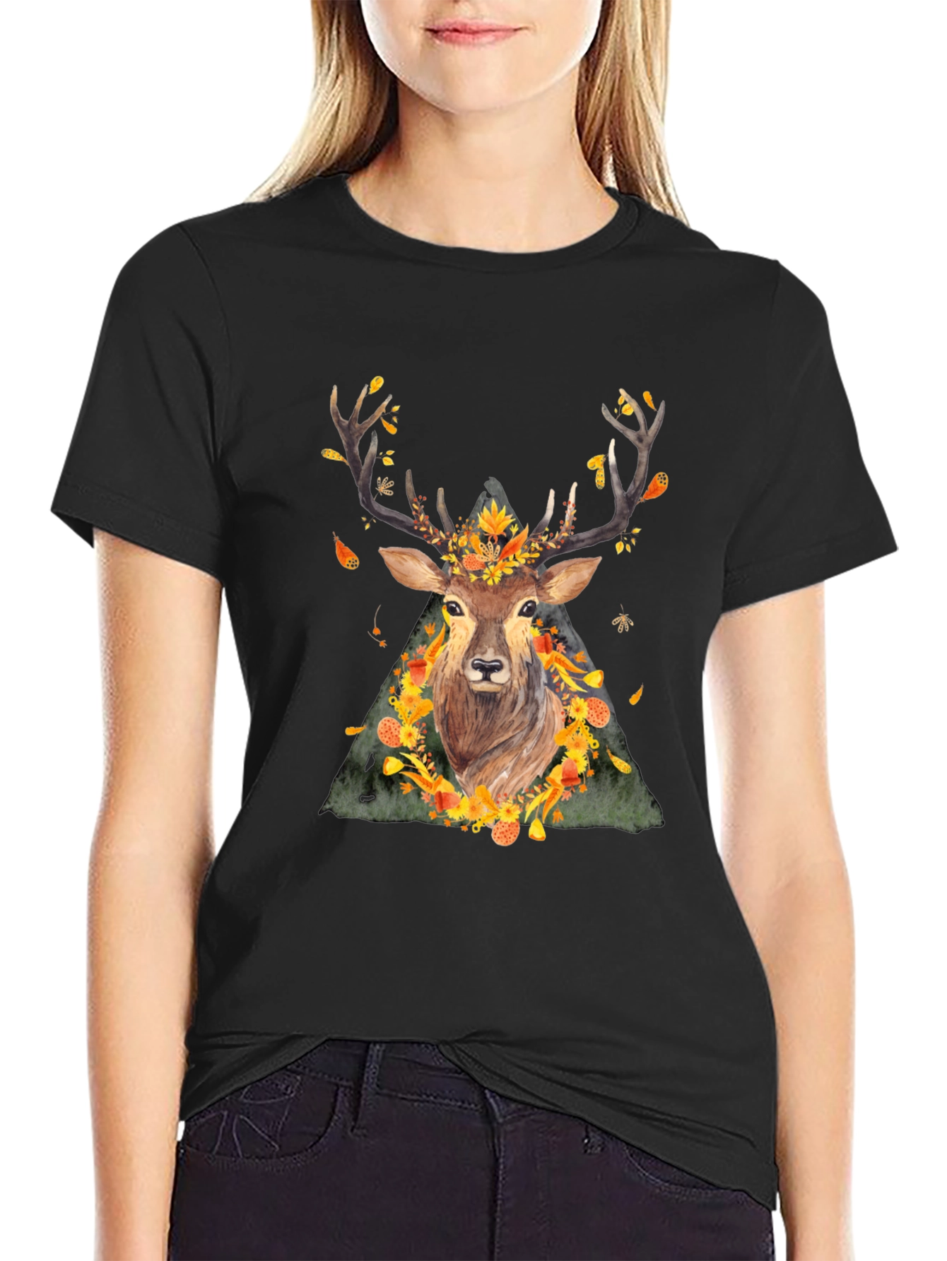 Autumn Deer Graphic Tee - Nature Inspired Shirt
