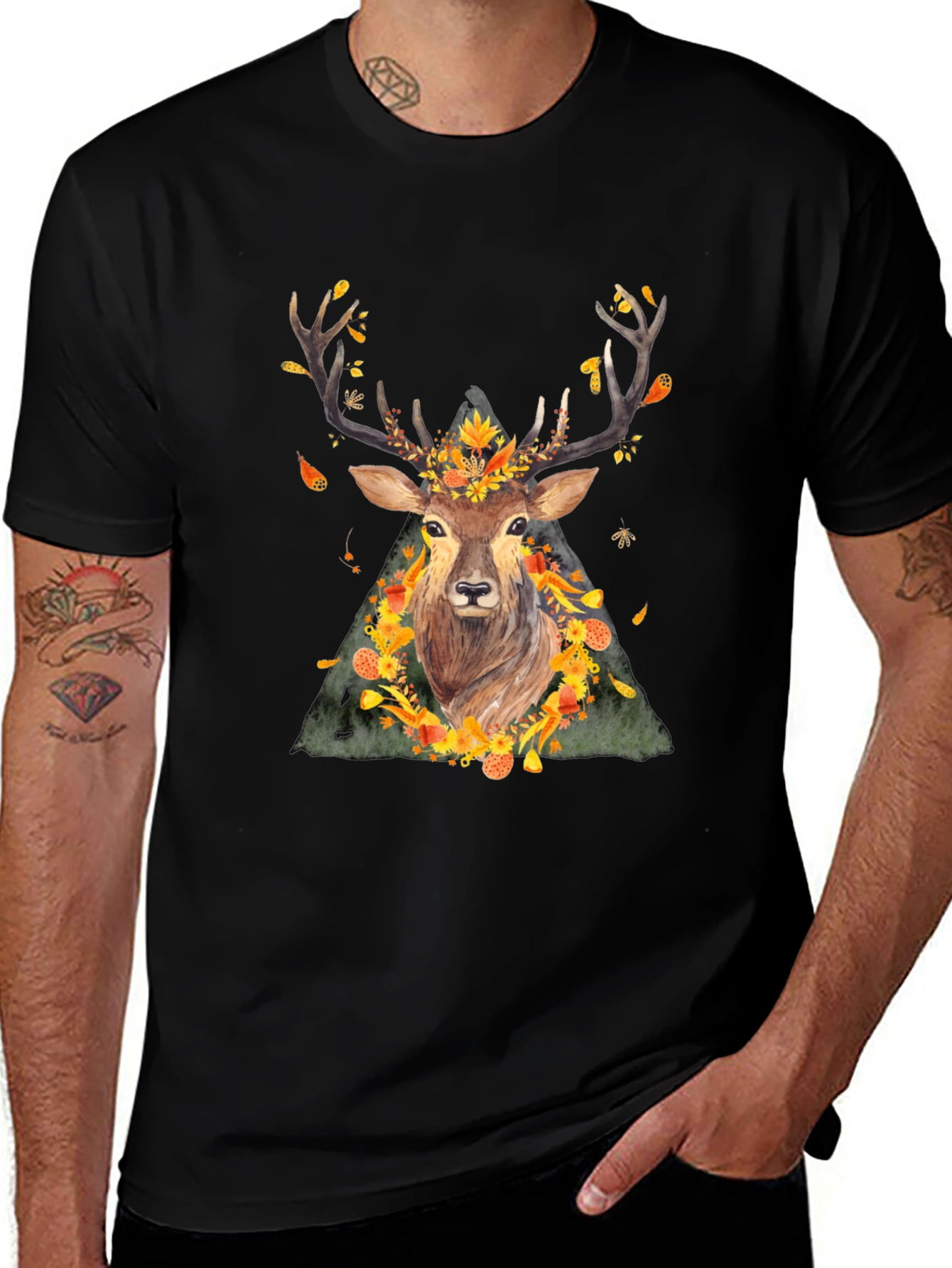 Autumn Deer Graphic Tee - Nature Inspired Shirt