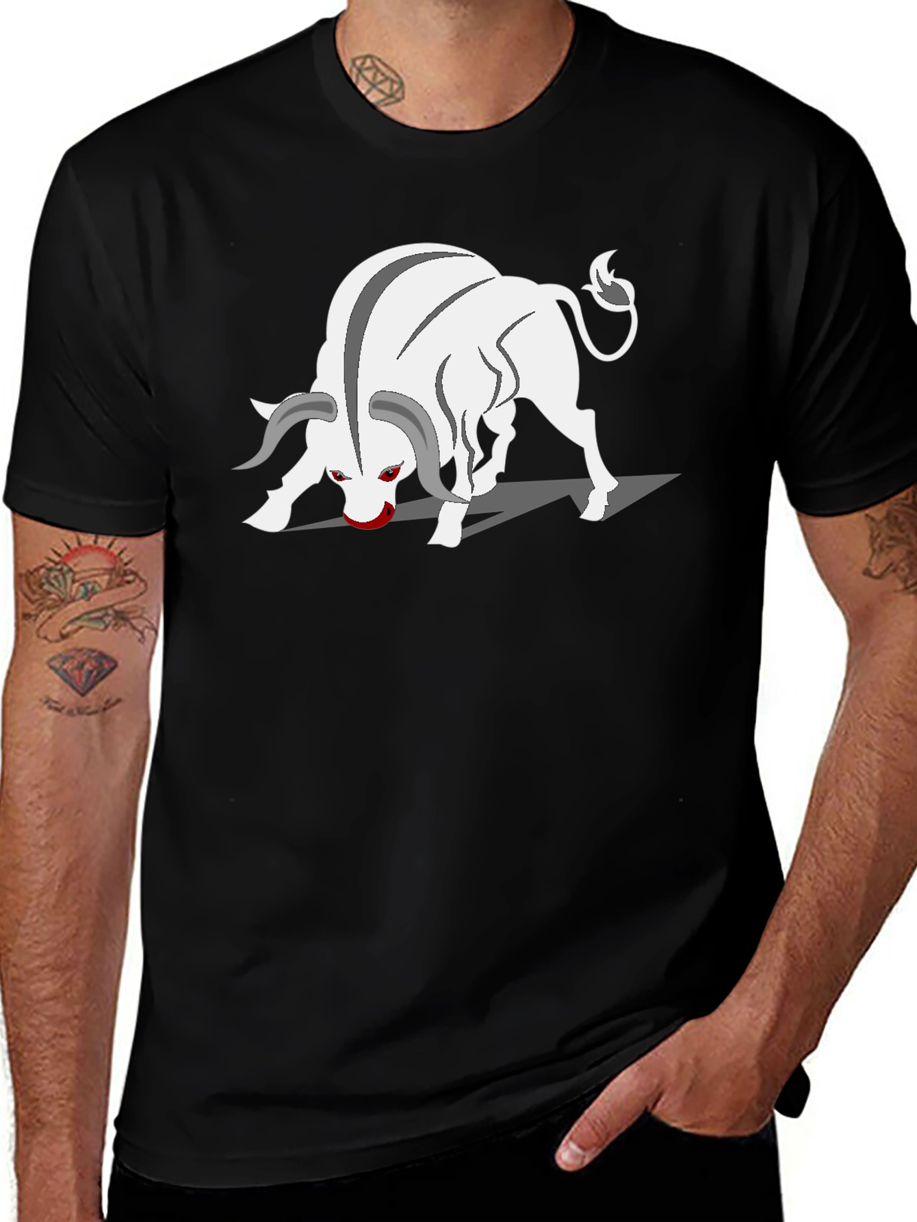 Bull Graphic Tee - Black Cotton Blend