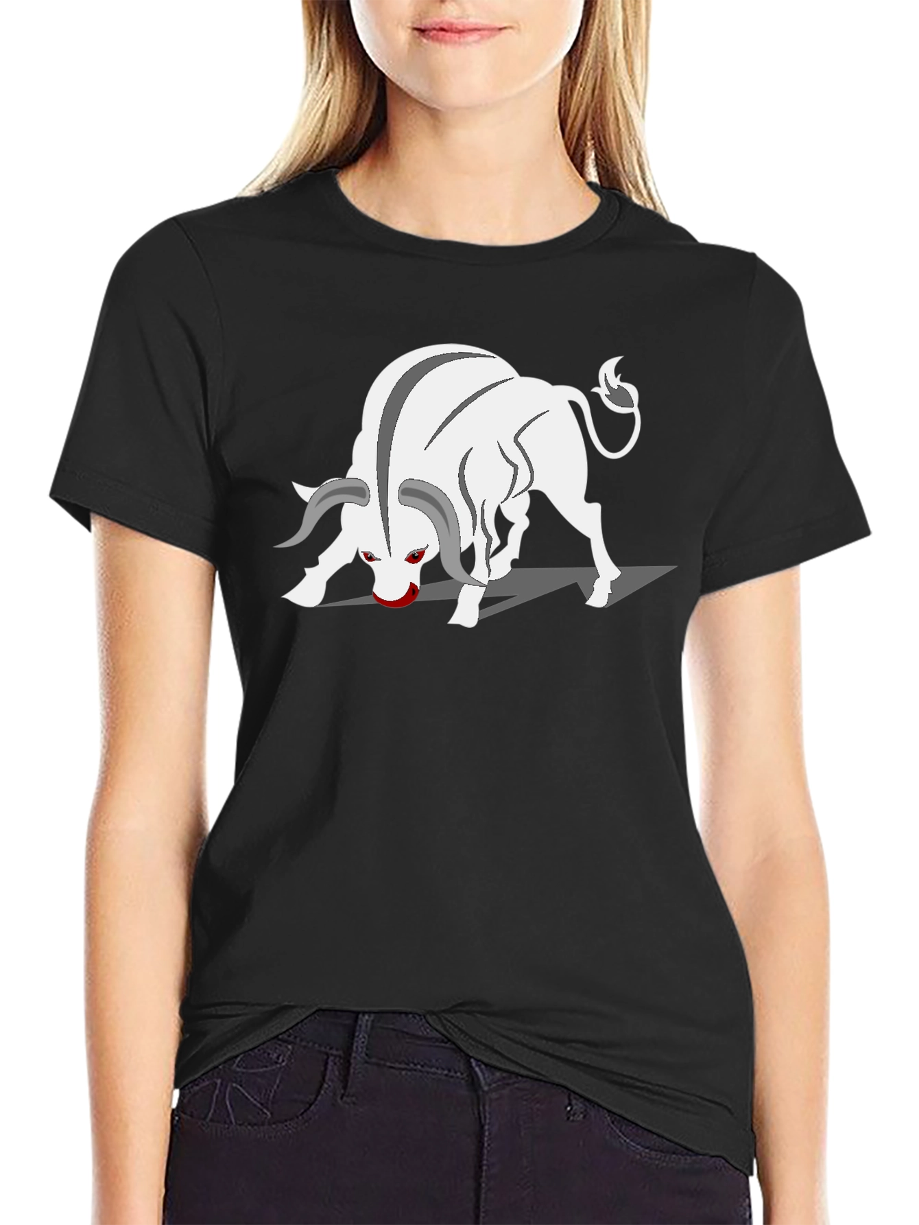 Bull Graphic Tee - Black Cotton Blend