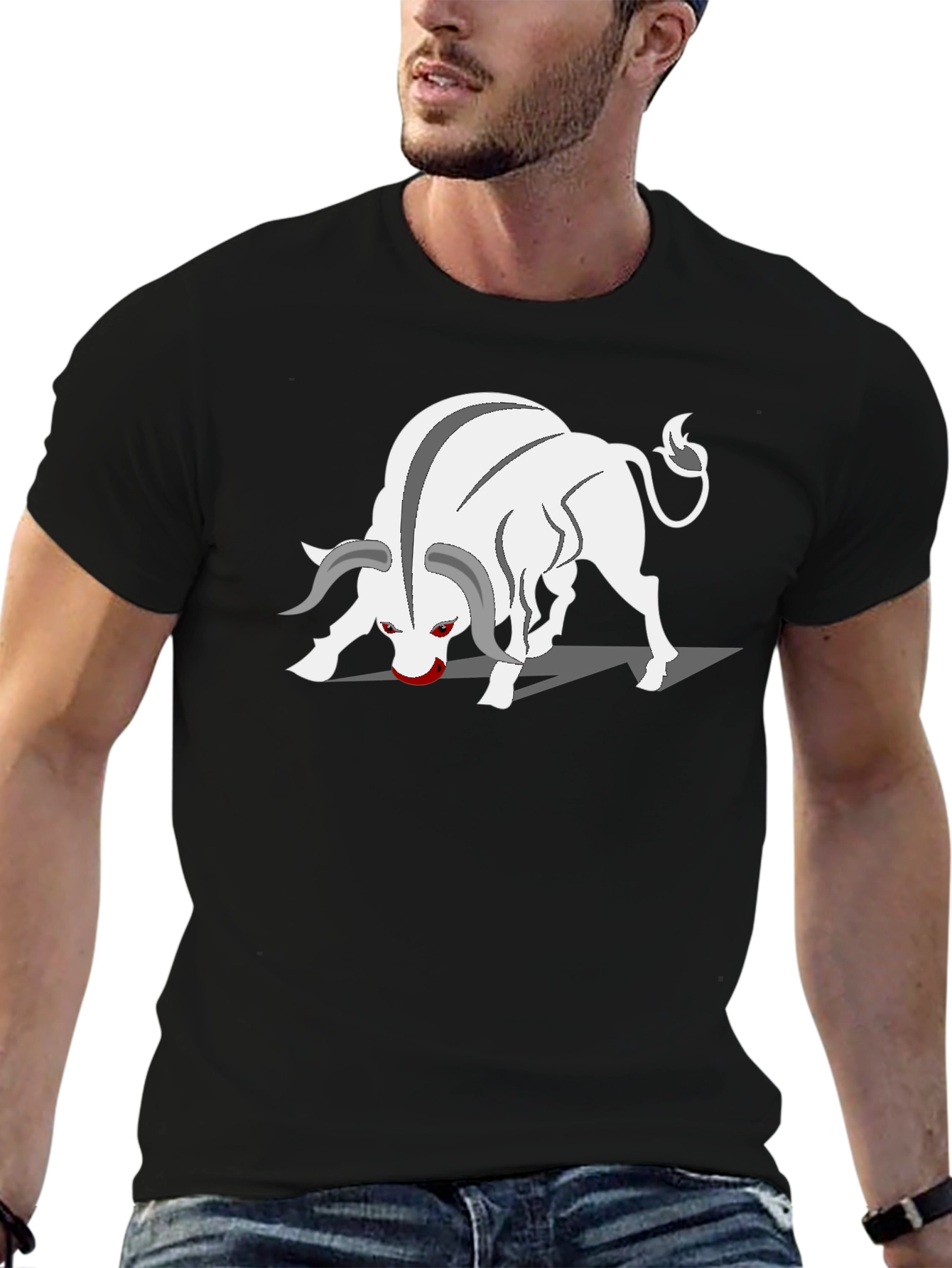 Bull Graphic Tee - Black Cotton Blend