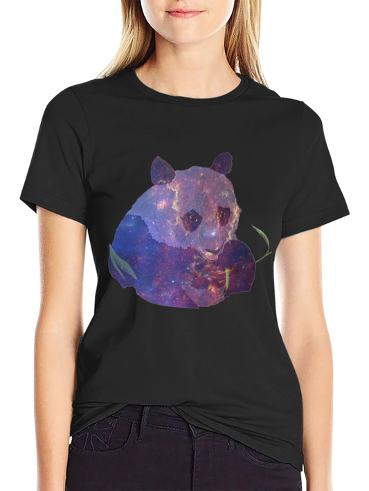 Galaxy Panda Graphic Tee - Black Cotton Blend