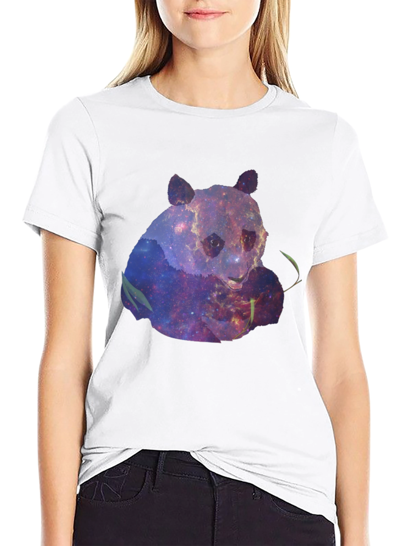 Galaxy Panda Graphic Tee - Black Cotton Blend