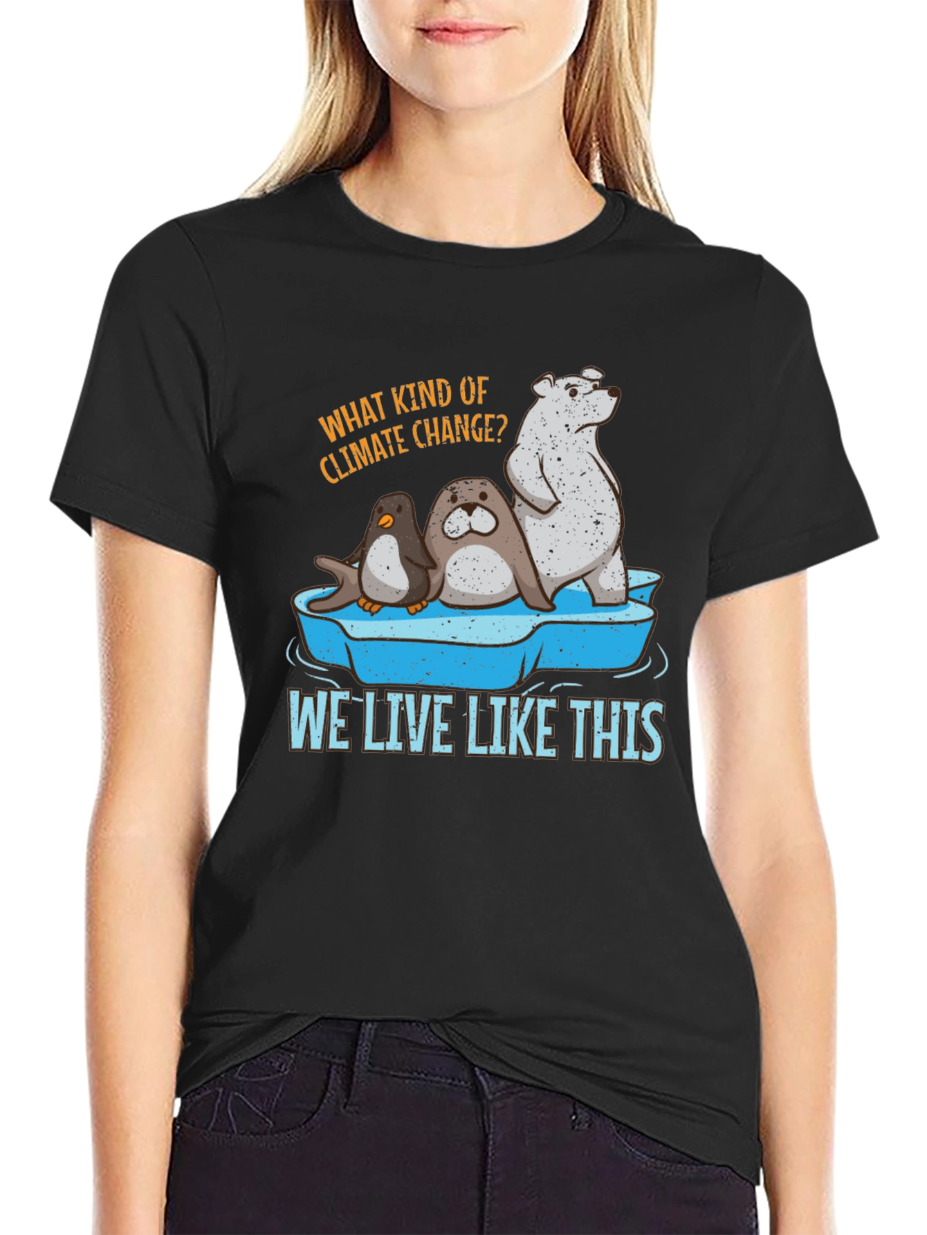 Climate Change T-Shirt - Polar Bear Seal Penguin