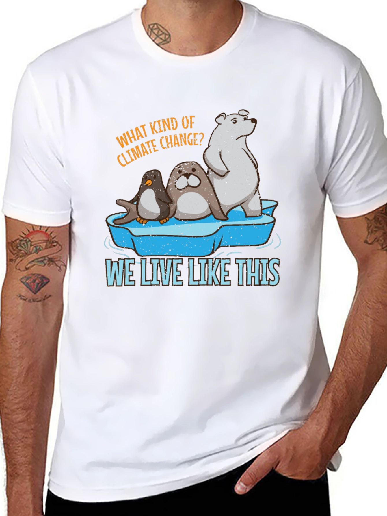 Climate Change T-Shirt - Polar Bear Seal Penguin