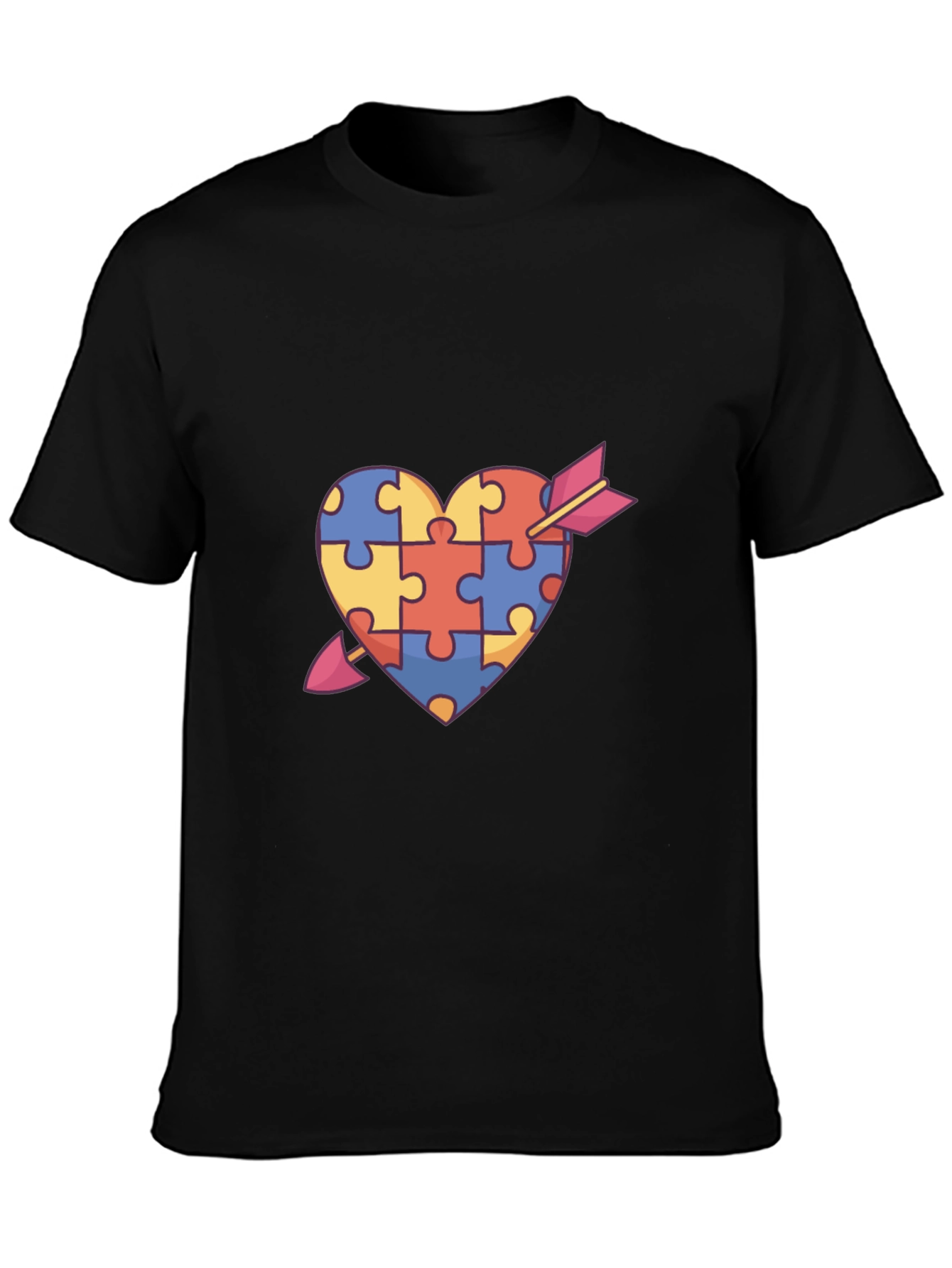 Puzzle Piece Heart Arrow Graphic T-Shirt