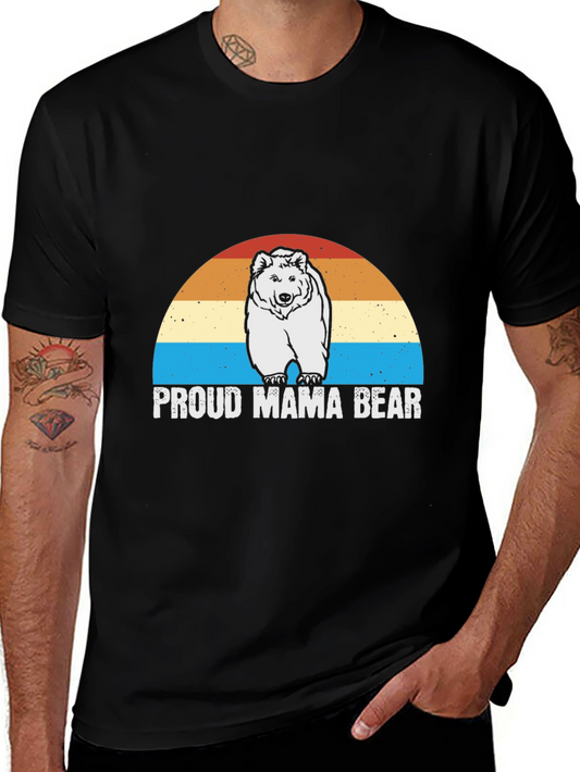 Proud Mama Bear Graphic Tee - Retro Style Comfort