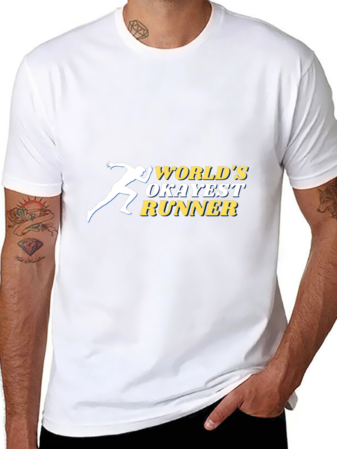 Worlds Okayest Runner Black Graphic T-Shirt