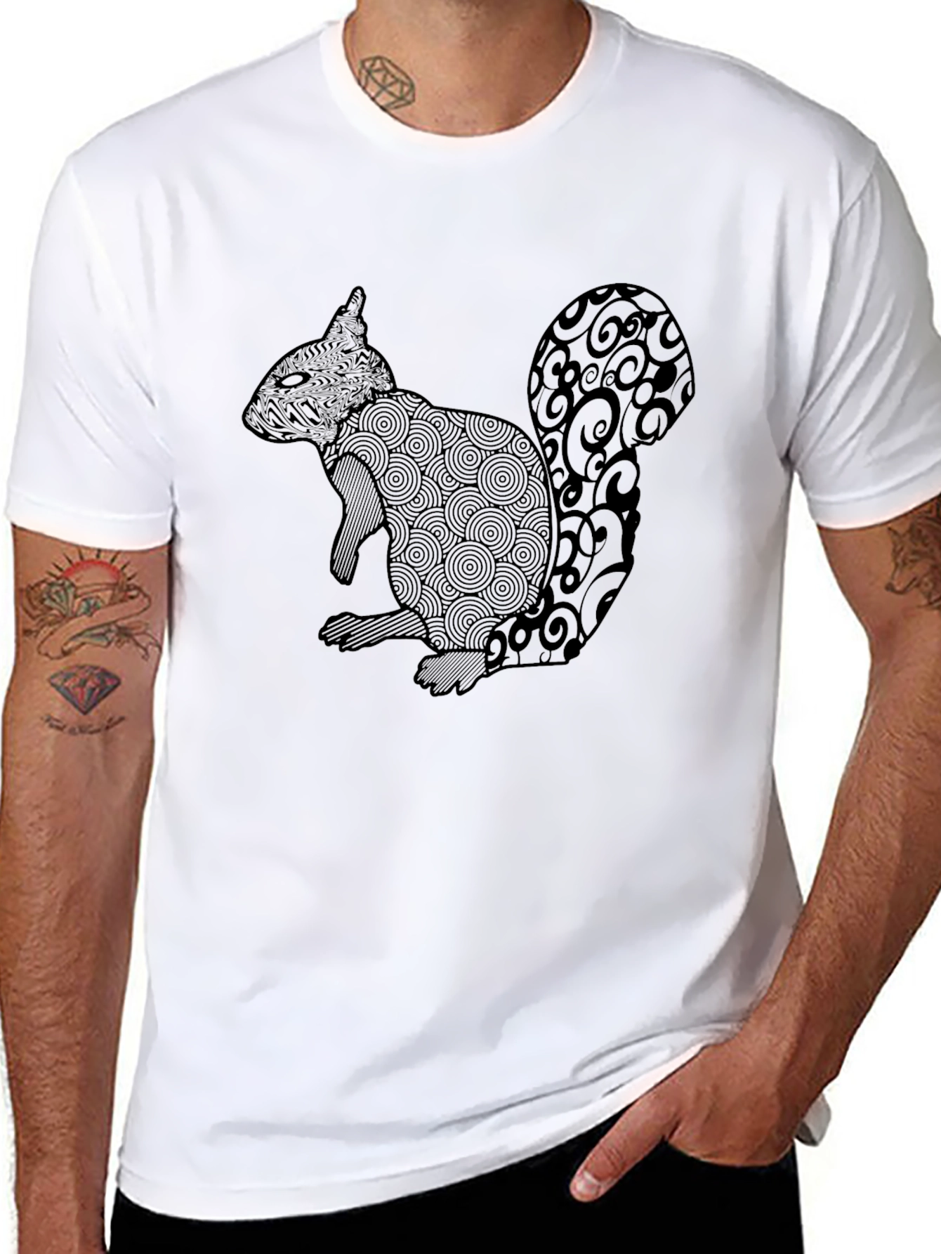 Squirrel Graphic T-Shirt - Black Crew Neck Tee