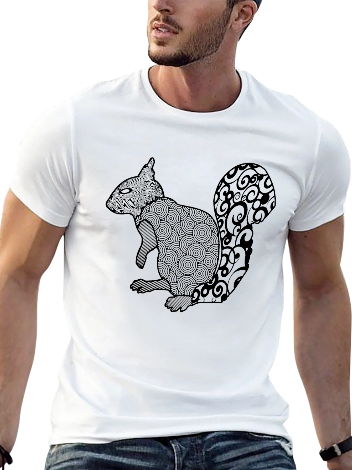 Squirrel Graphic T-Shirt - Black Crew Neck Tee
