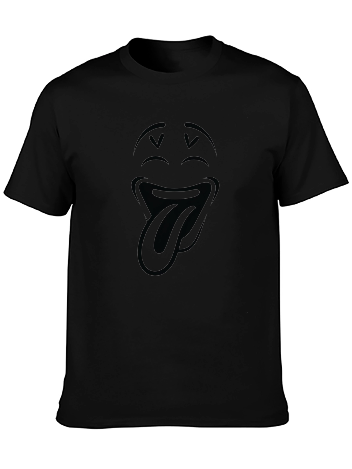 Emoji Tongue Out Black T-Shirt