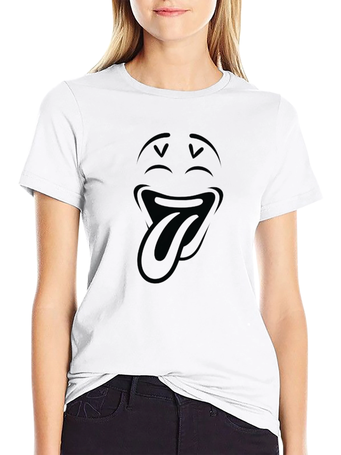 Emoji Tongue Out Black T-Shirt