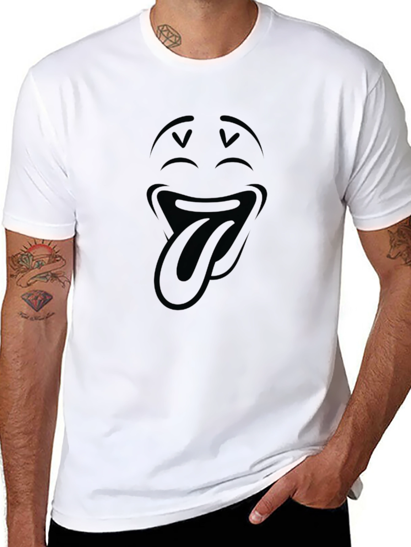 Emoji Tongue Out Black T-Shirt