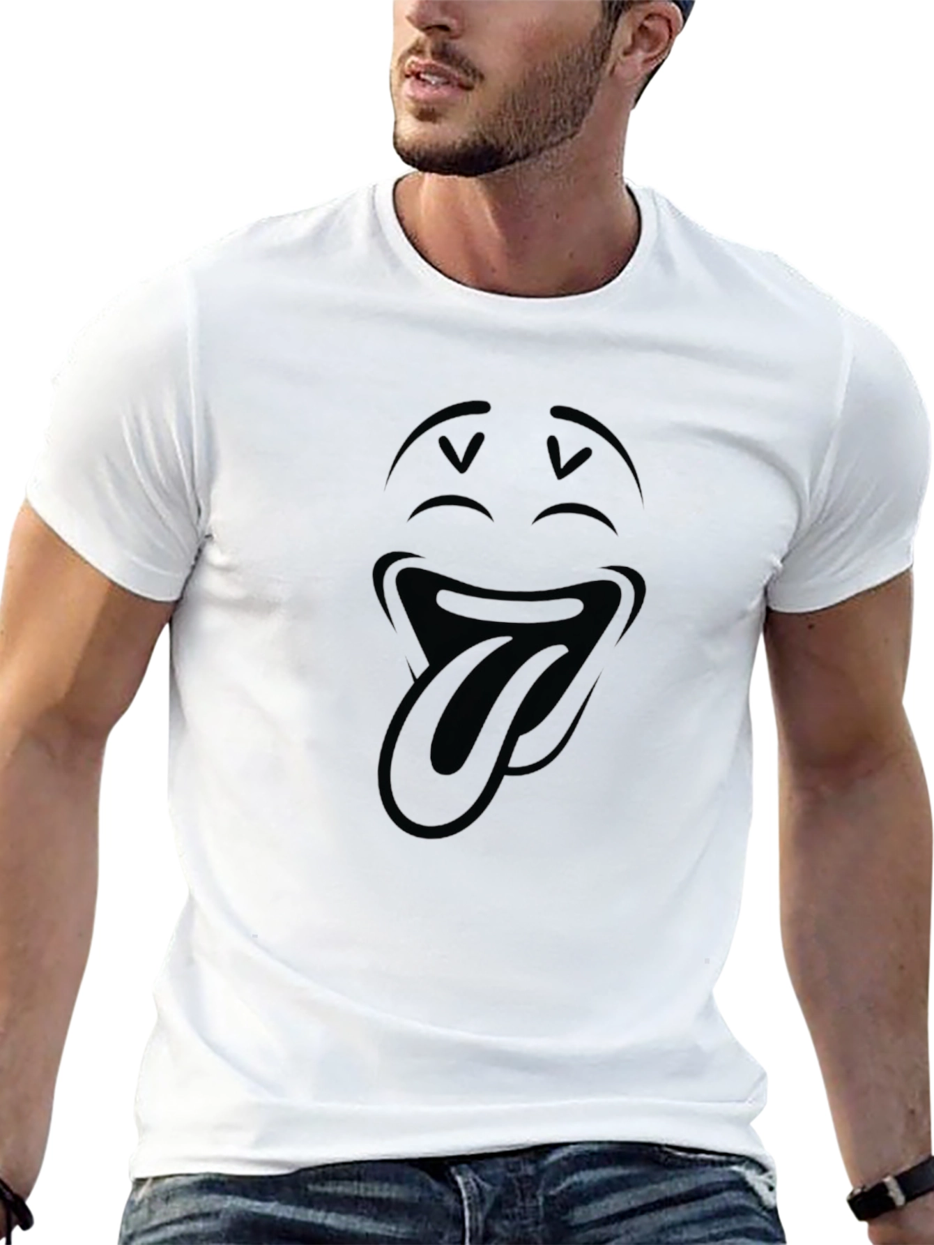 Emoji Tongue Out Black T-Shirt