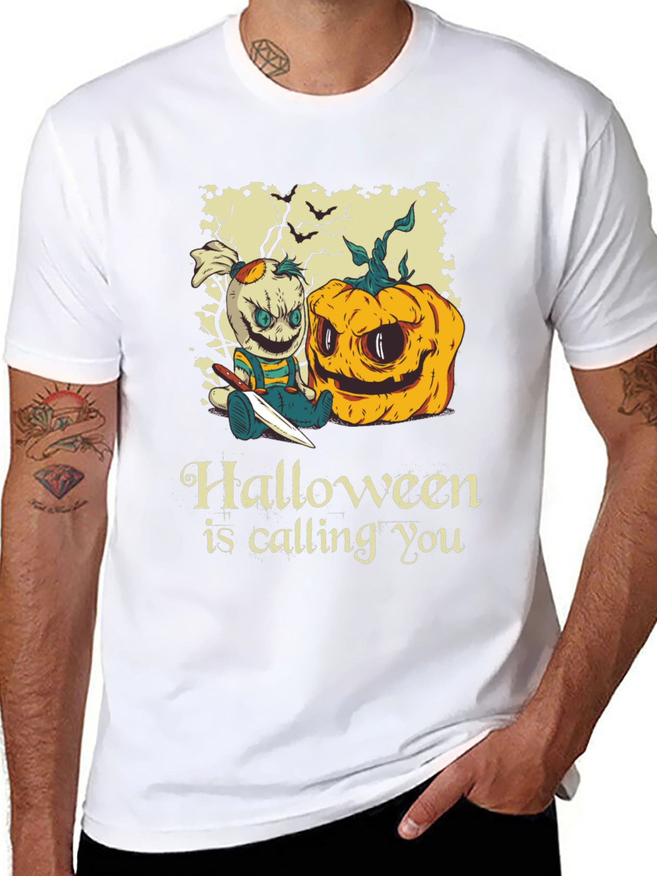 Halloween Scarecrow & Pumpkin T-Shirt