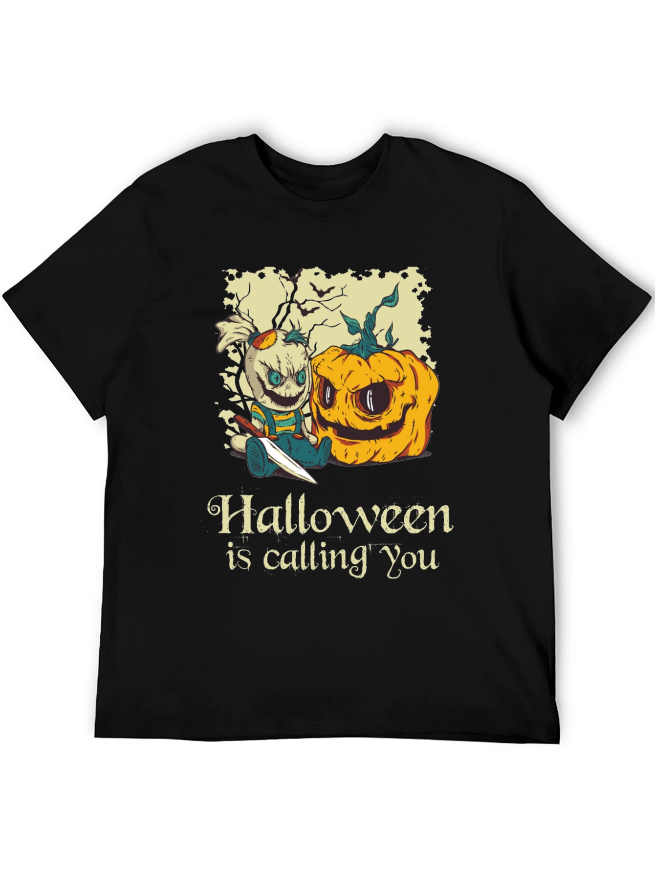 Halloween Scarecrow & Pumpkin T-Shirt