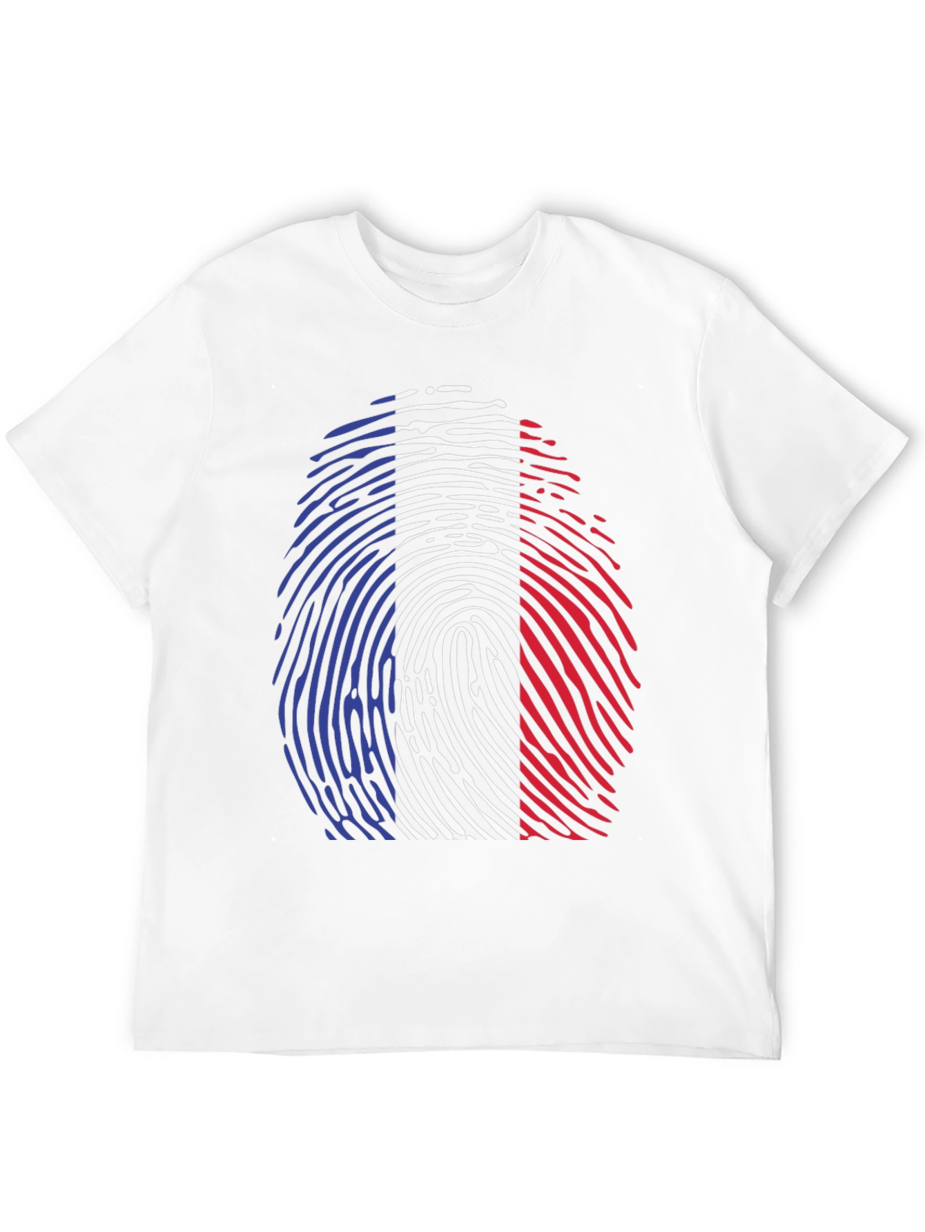 French Flag Fingerprint T-Shirt - Black Cotton Tee
