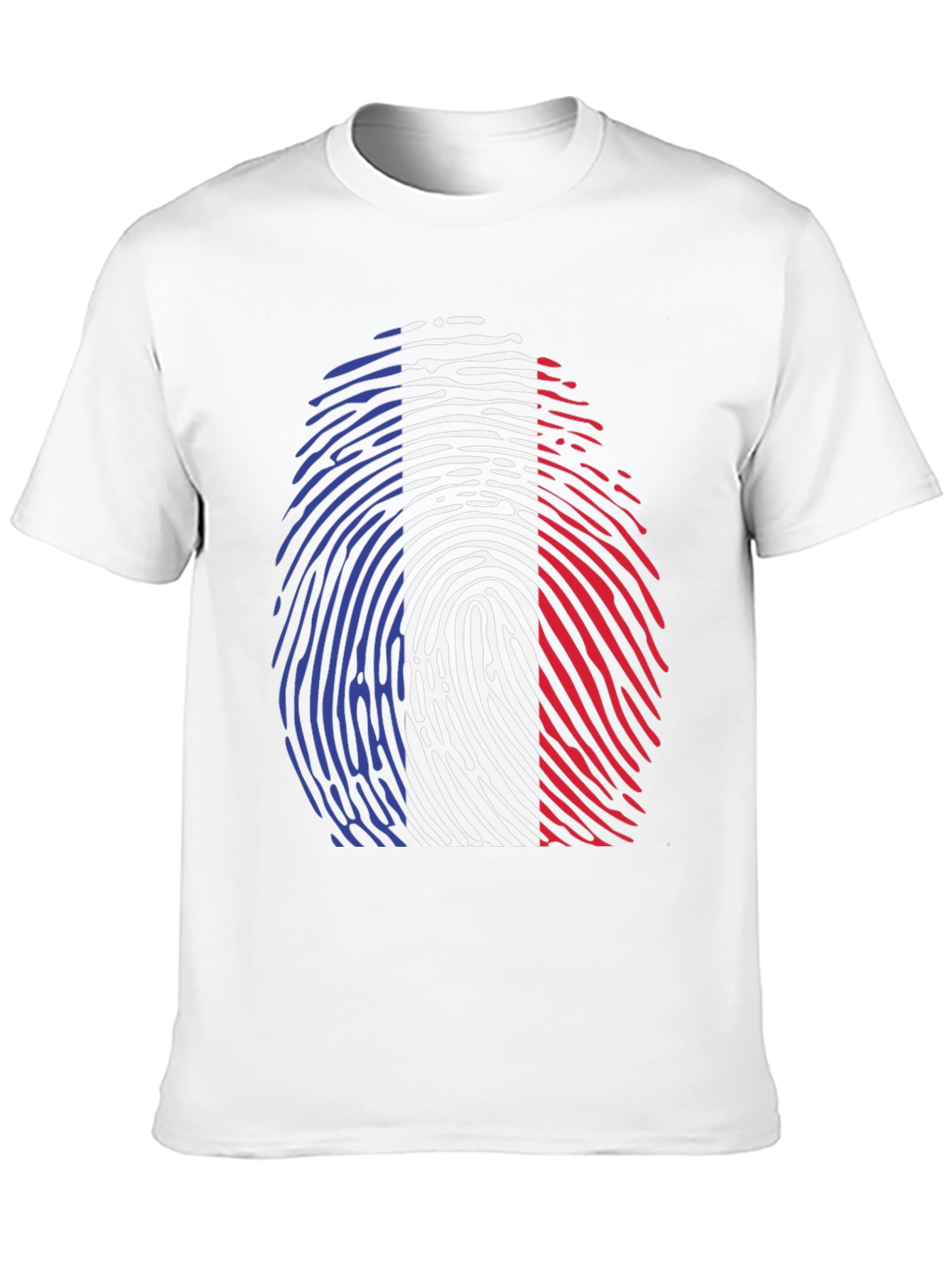 French Flag Fingerprint T-Shirt - Black Cotton Tee