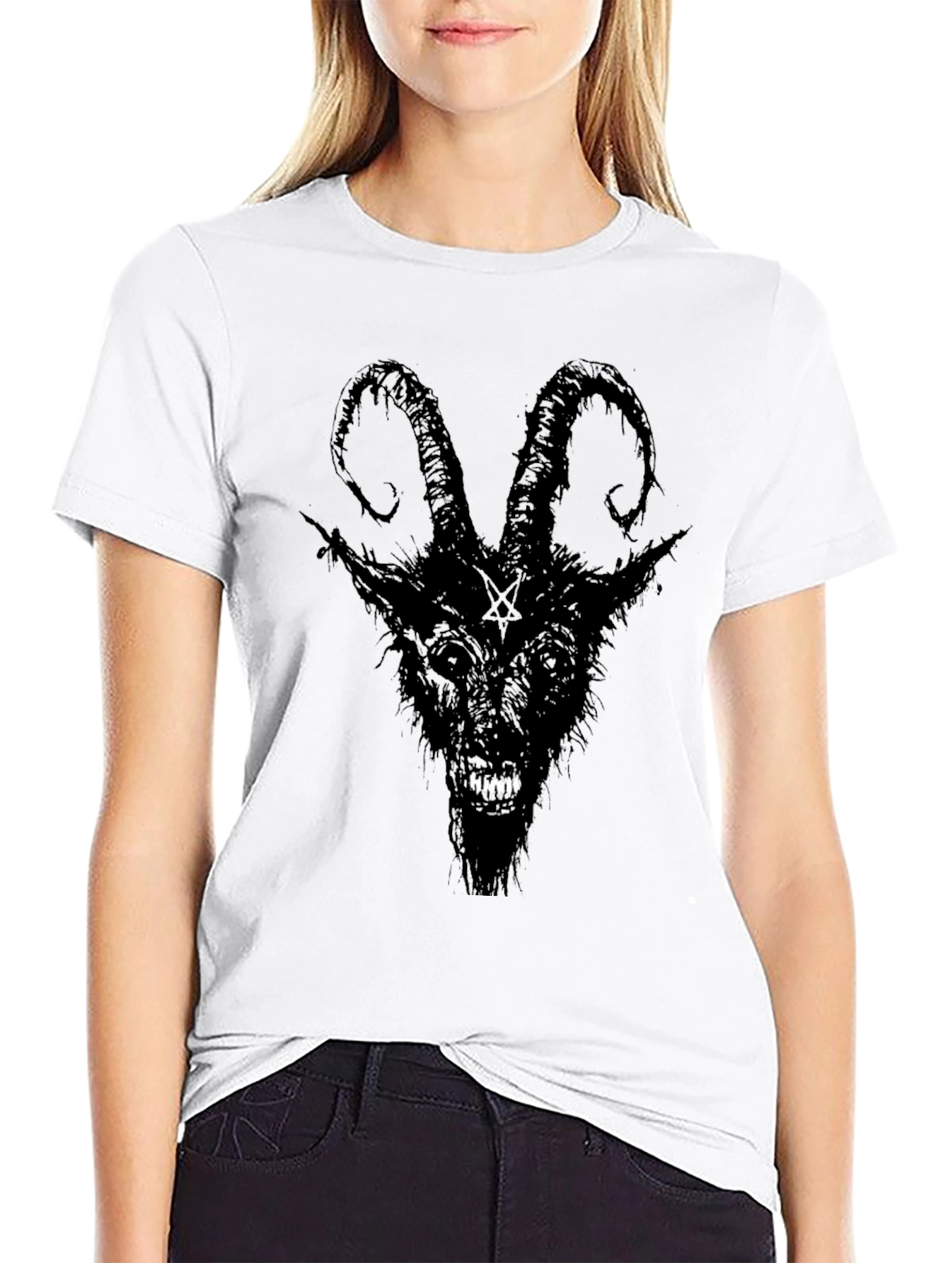 Baphomet Graphic Tee - Black Satanic Goat T-Shirt
