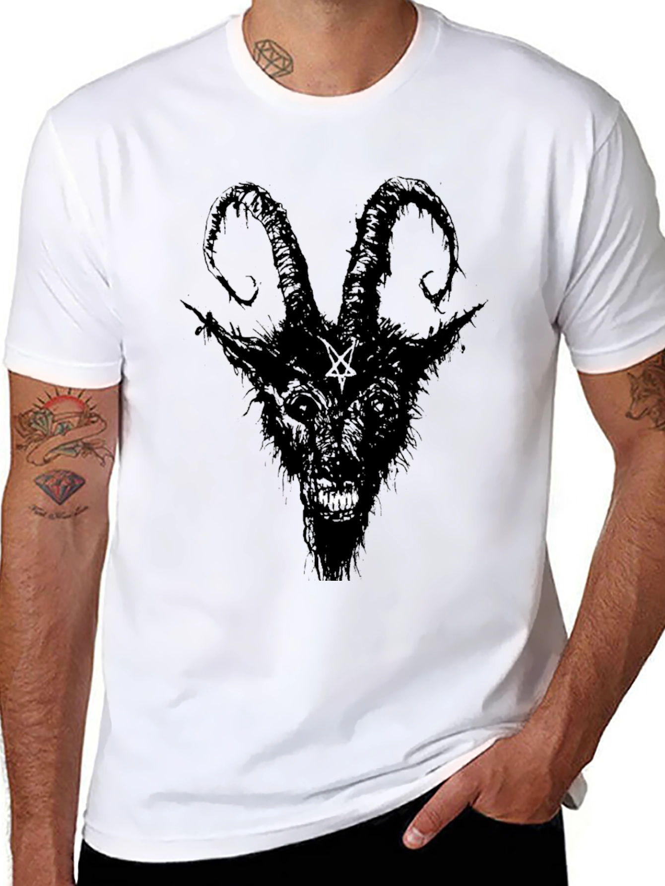 Baphomet Graphic Tee - Black Satanic Goat T-Shirt