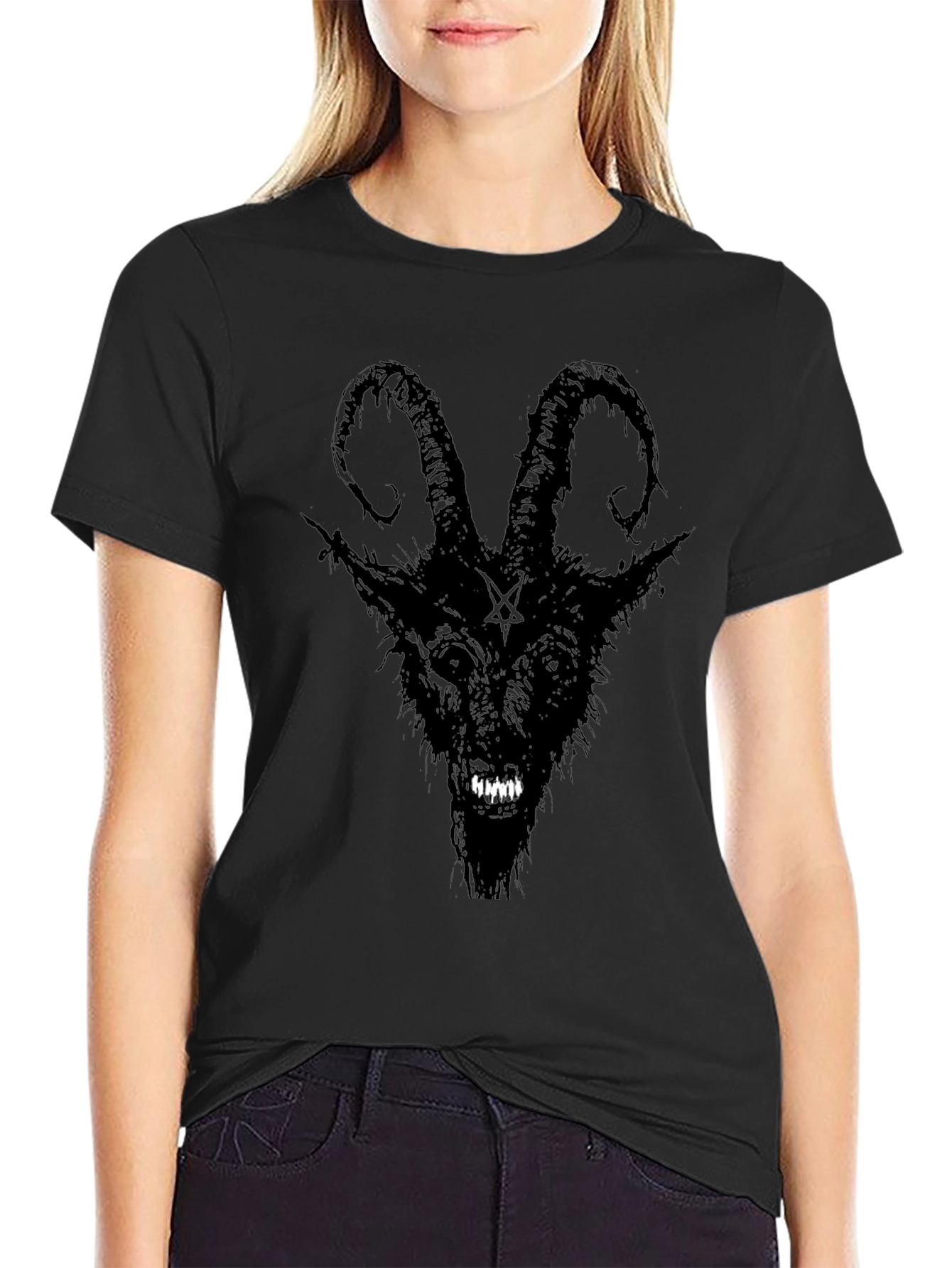 Baphomet Graphic Tee - Black Satanic Goat T-Shirt