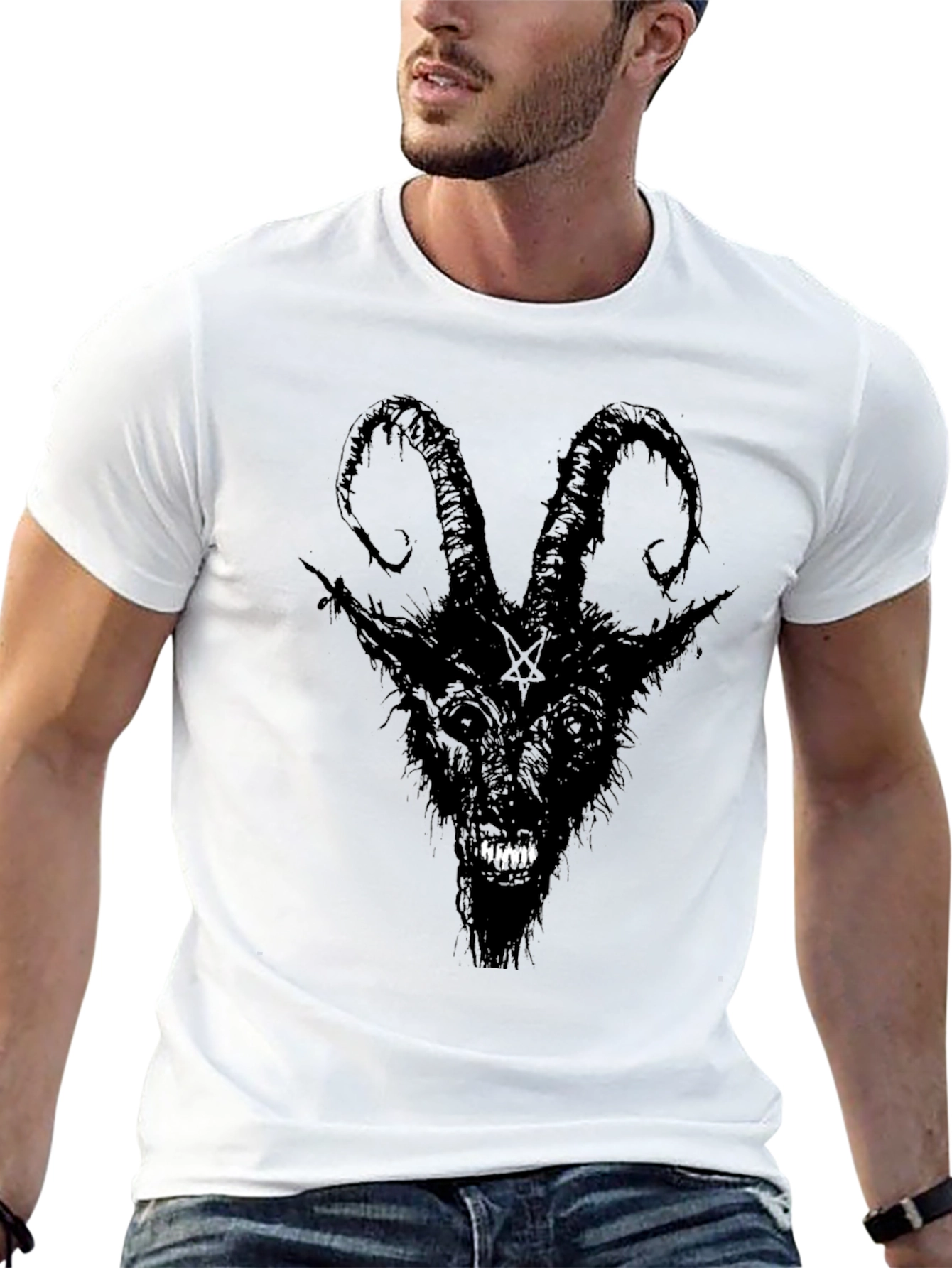 Baphomet Graphic Tee - Black Satanic Goat T-Shirt