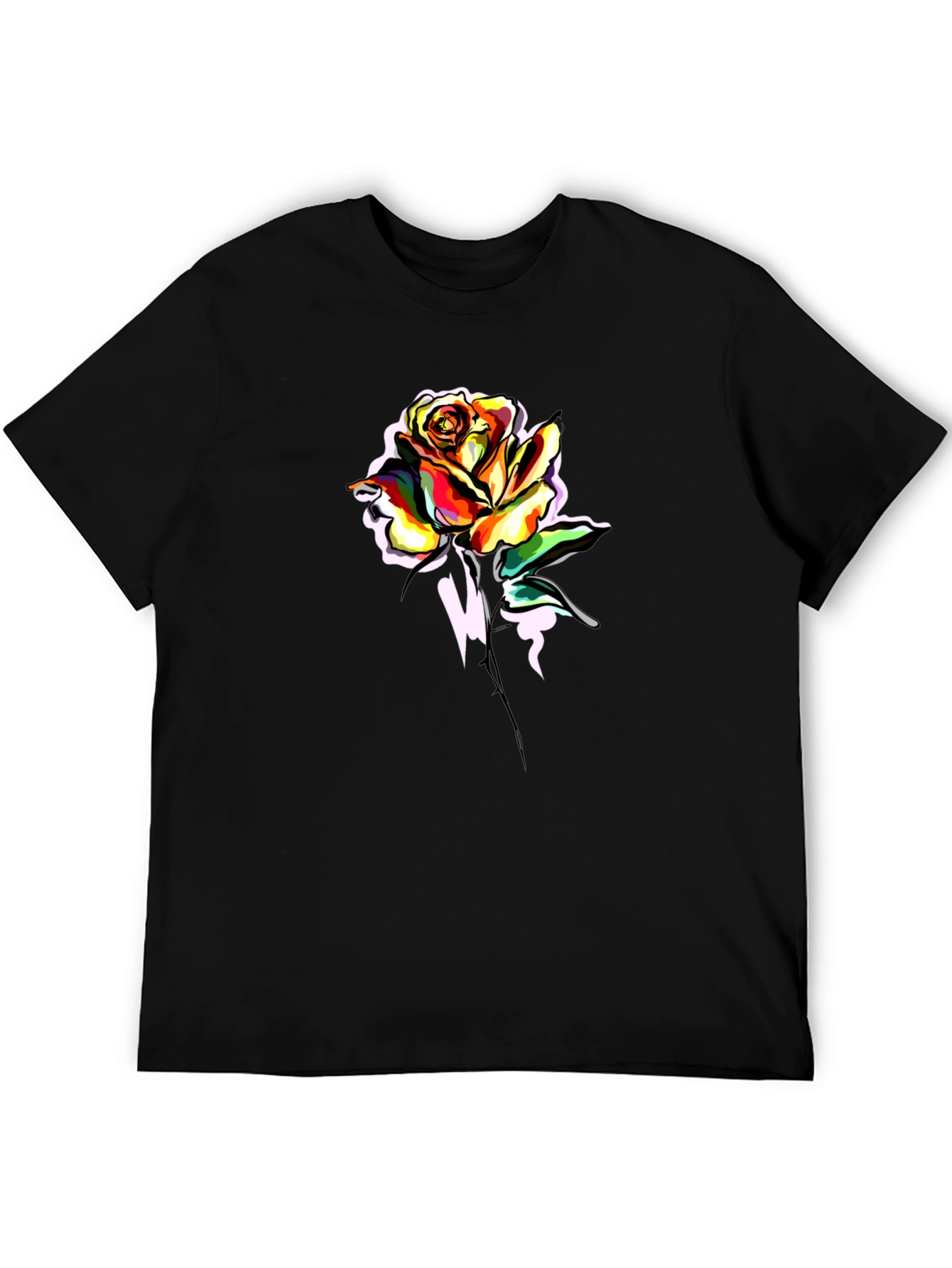 Mens Black Rose Graphic T-Shirt
