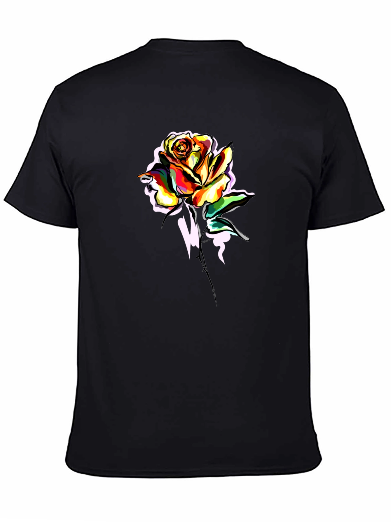 Mens Black Rose Graphic T-Shirt