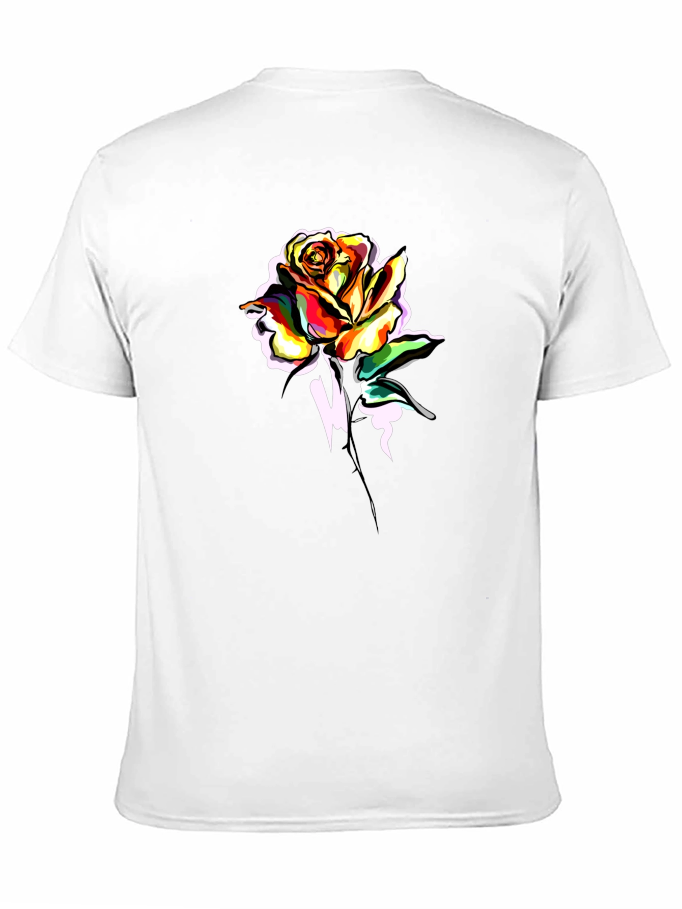 Mens Black Rose Graphic T-Shirt