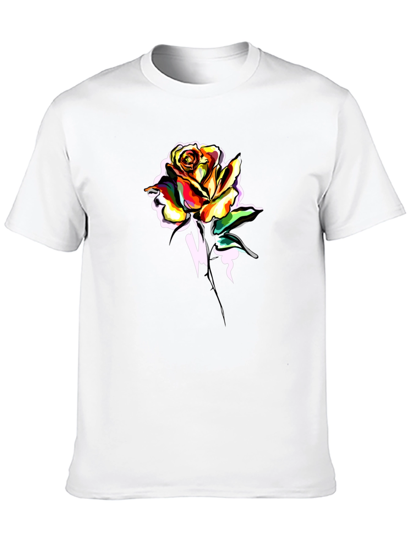 Mens Black Rose Graphic T-Shirt