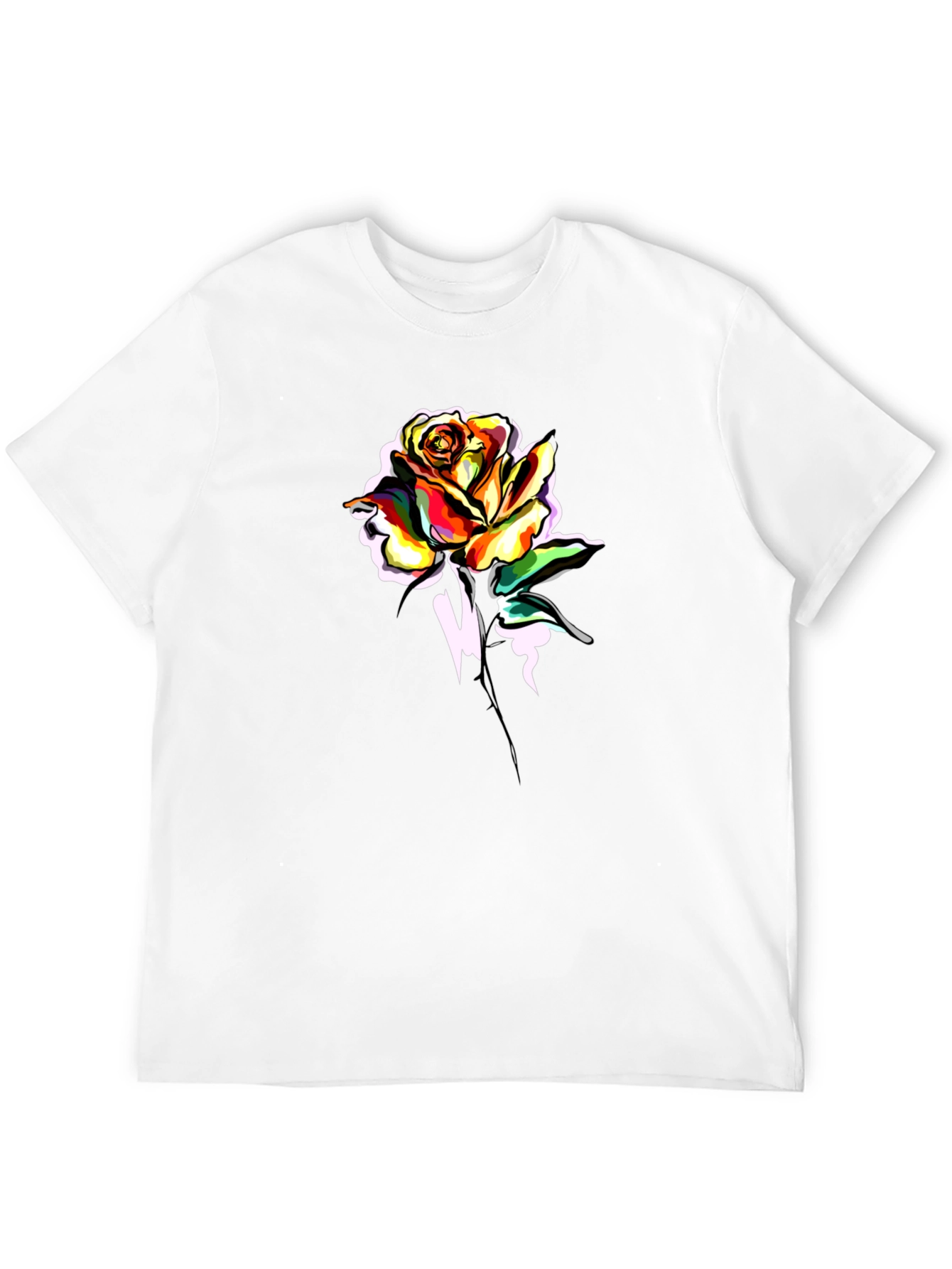 Mens Black Rose Graphic T-Shirt