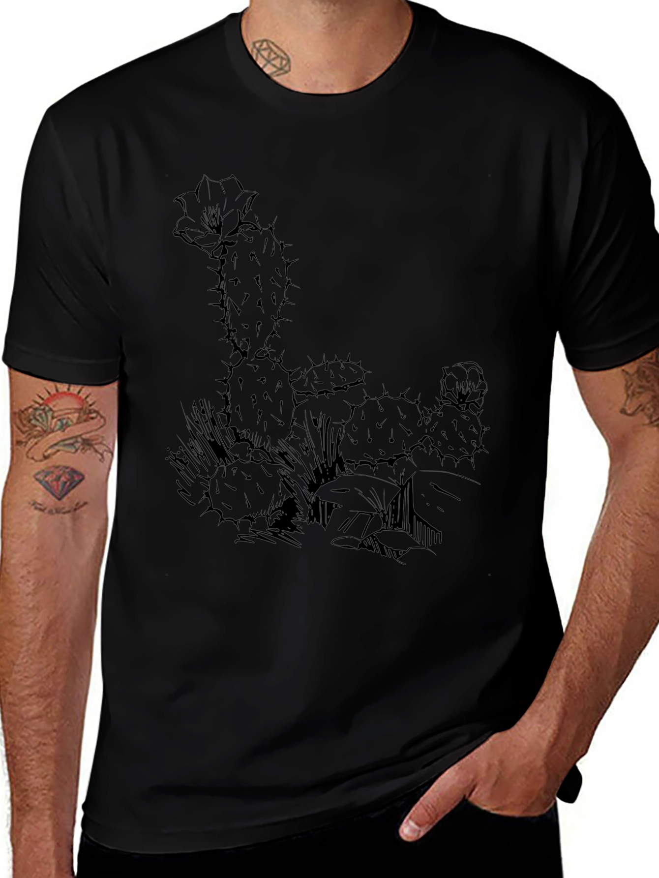 Cactus Graphic Tee - Desert Style Black T-Shirt
