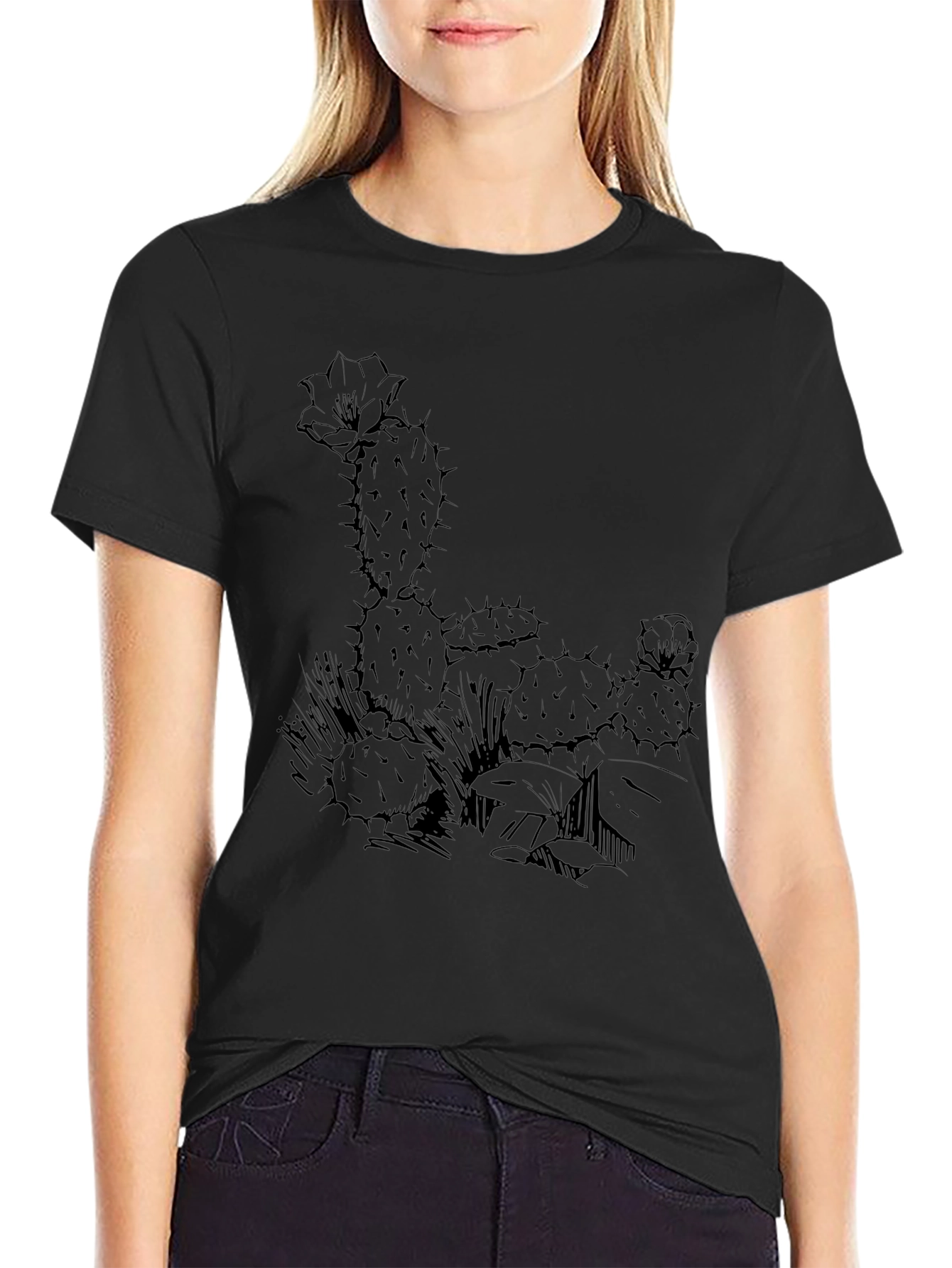 Cactus Graphic Tee - Desert Style Black T-Shirt