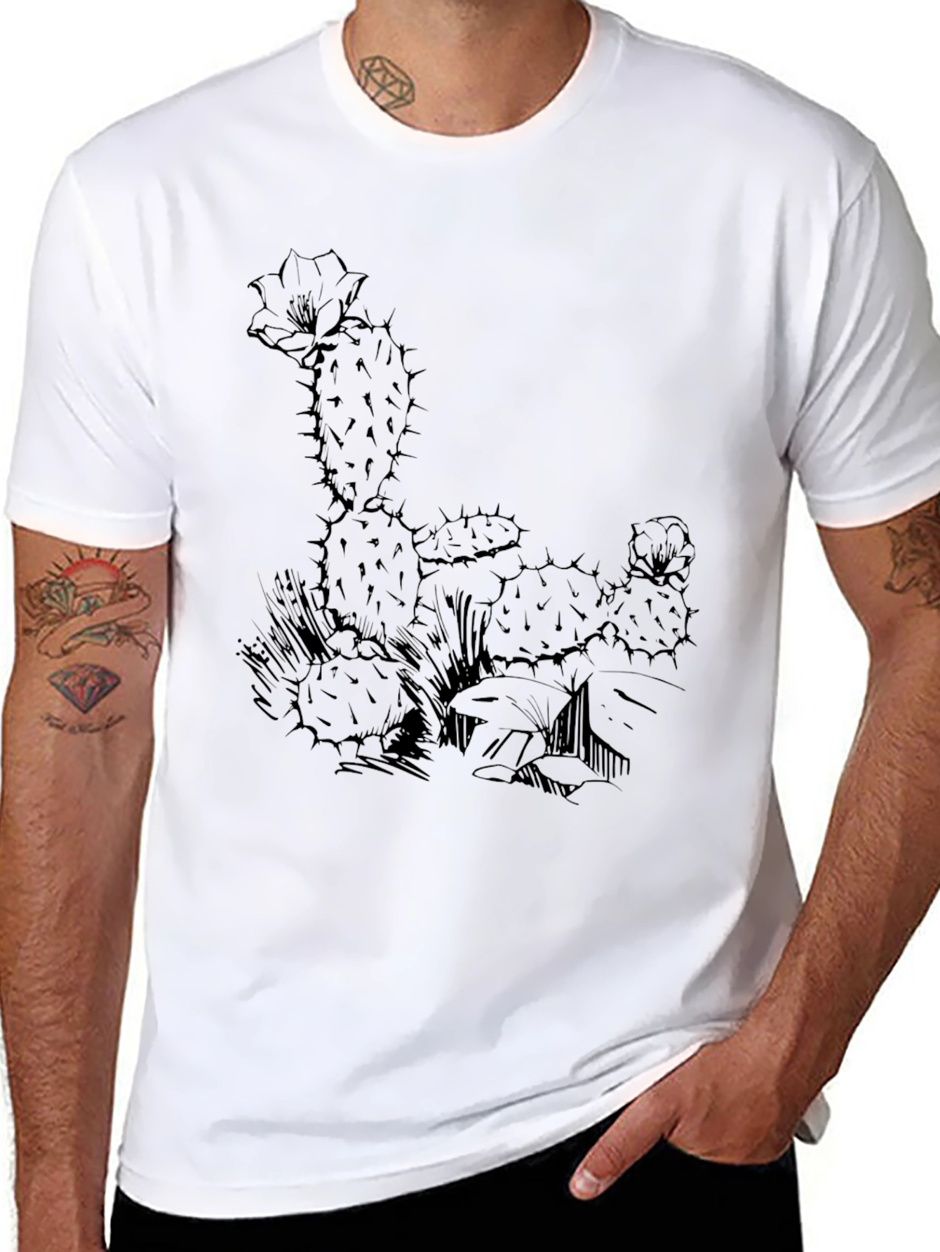 Cactus Graphic Tee - Desert Style Black T-Shirt